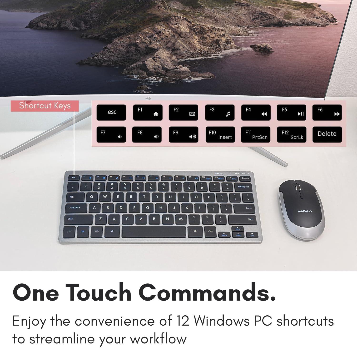 Macally Small Wireless Keyboard | Mini Keyboard for PC - Slim, Quiet & Portable for Laptop, Desktop PC, Surface, Chromebook - Space Gray - Image 6