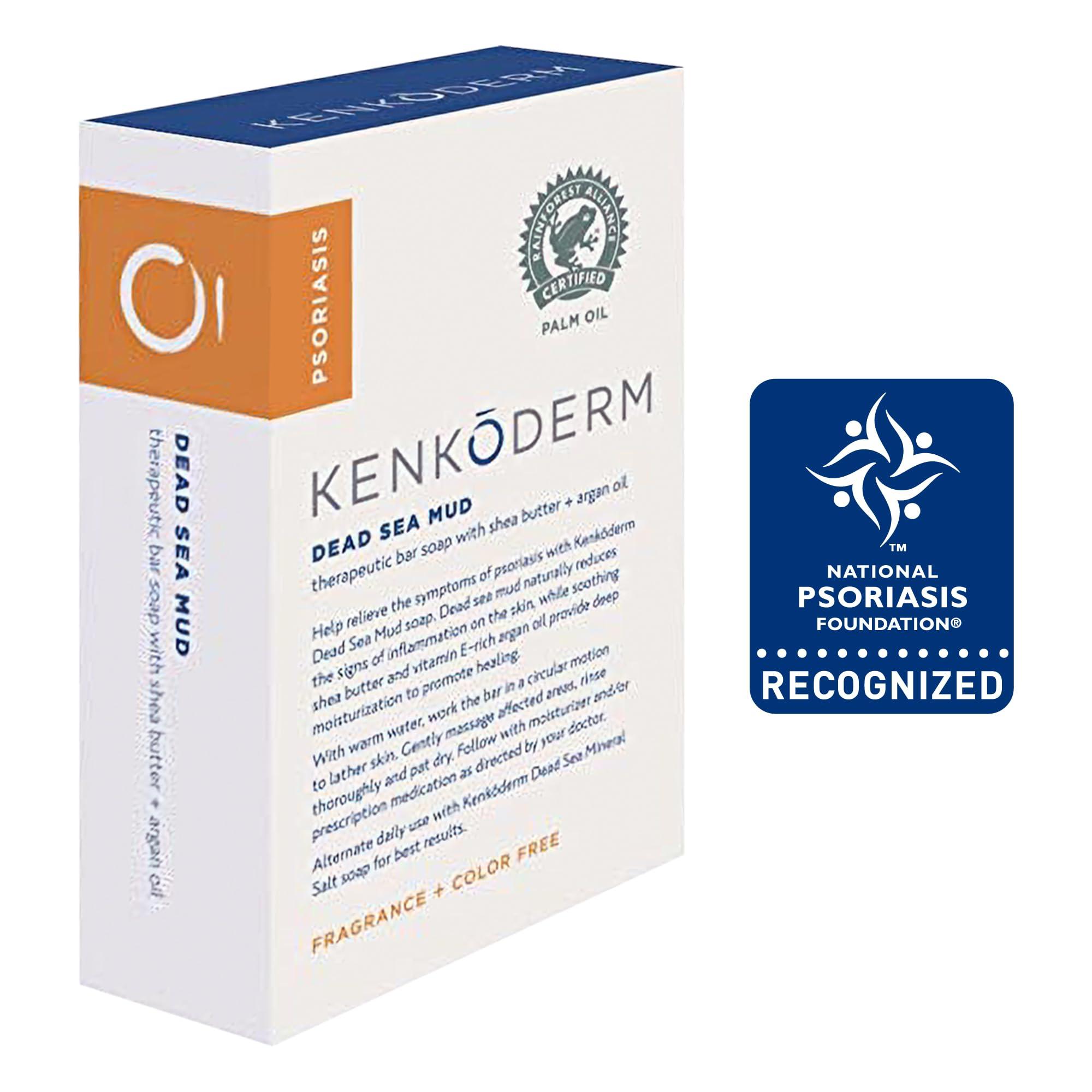 Kenkoderm Psoriasis Dead Sea Mud Soap with Argan Oil & Shea Butter, Natural Exfoliating Body & Face Cleanser for Sensitive Skin, Fragrance & Color-Free, 4.25 Ounce, 4 Bars - Image 7