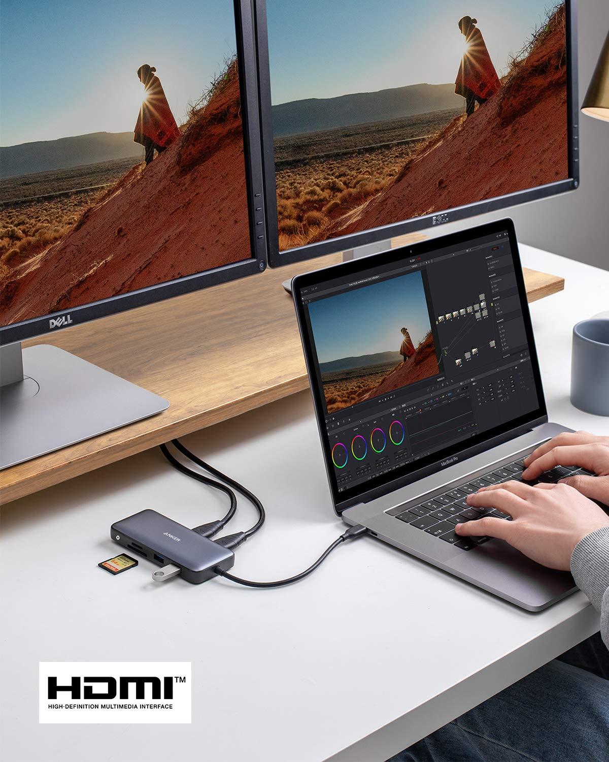 Anker Laptop Docking Station Dual Monitor, 8-in-1 USB C Hub, 4K Dual Monitor with 2 HDMI, 1 Gbps Ethernet Hub, 85W Power Delivery, SD Card Reader for MacBook Pro, XPS and More - Image 8