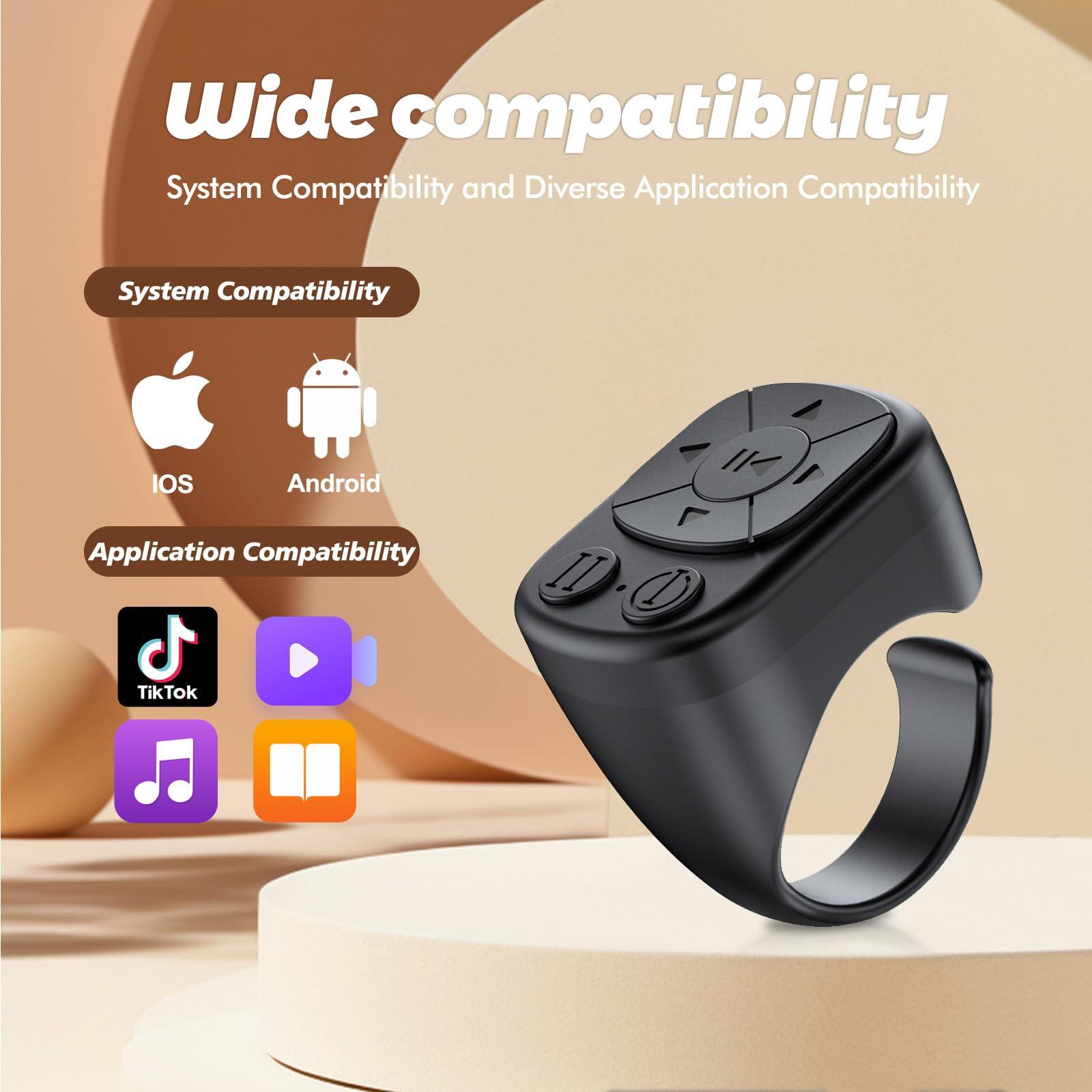 TikTok Scrolling Ring - Bluetooth Remote for TikTok, Page Turner Ring for iPad, Music Controller, iOS Android Compatible, 2 Pack (Black & Pink) - Image 8