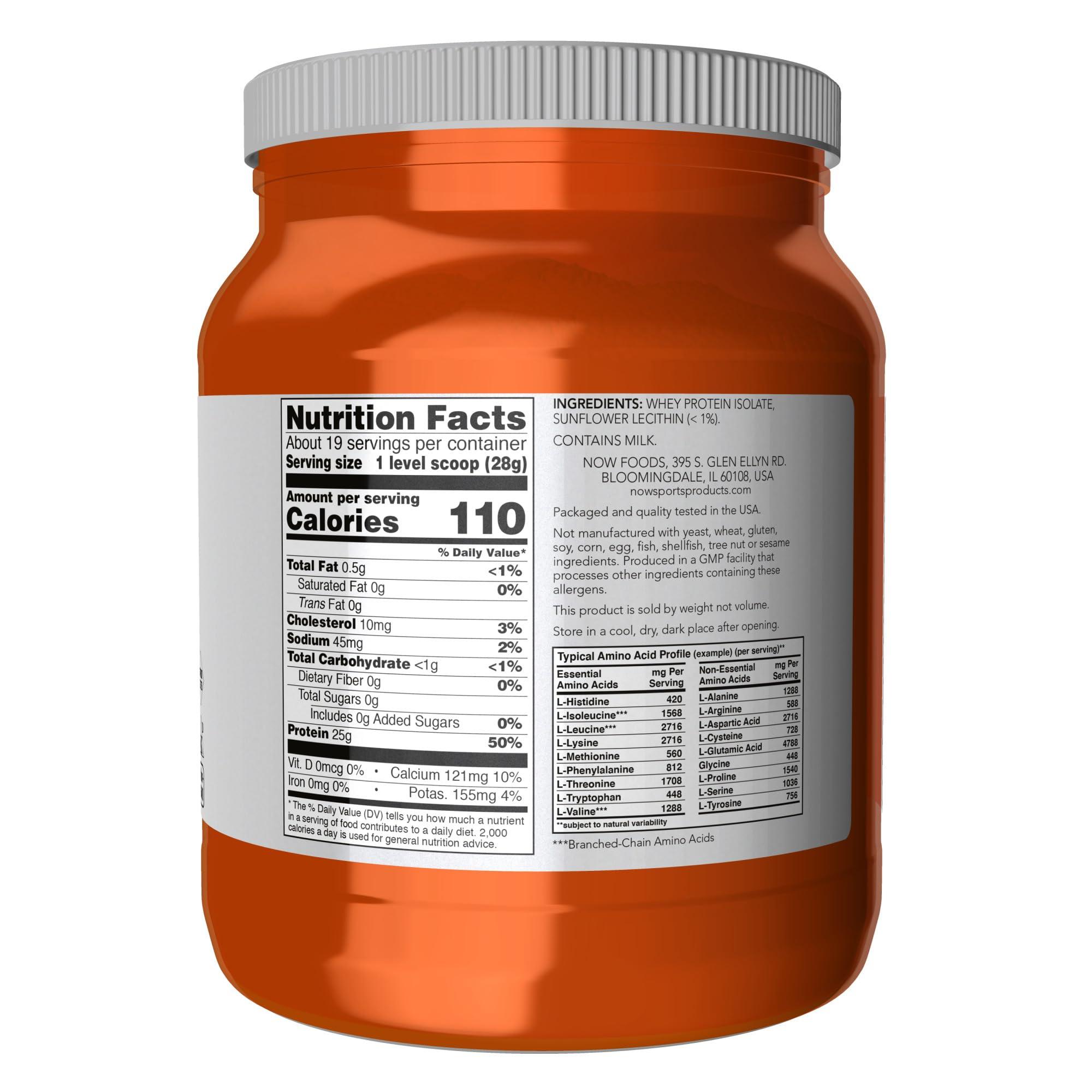 NOW Foods Sports Nutrition, Whey Protein Isolate, 25 g With BCAAs, Unflavored Powder, 1.2-Pound - Image 2