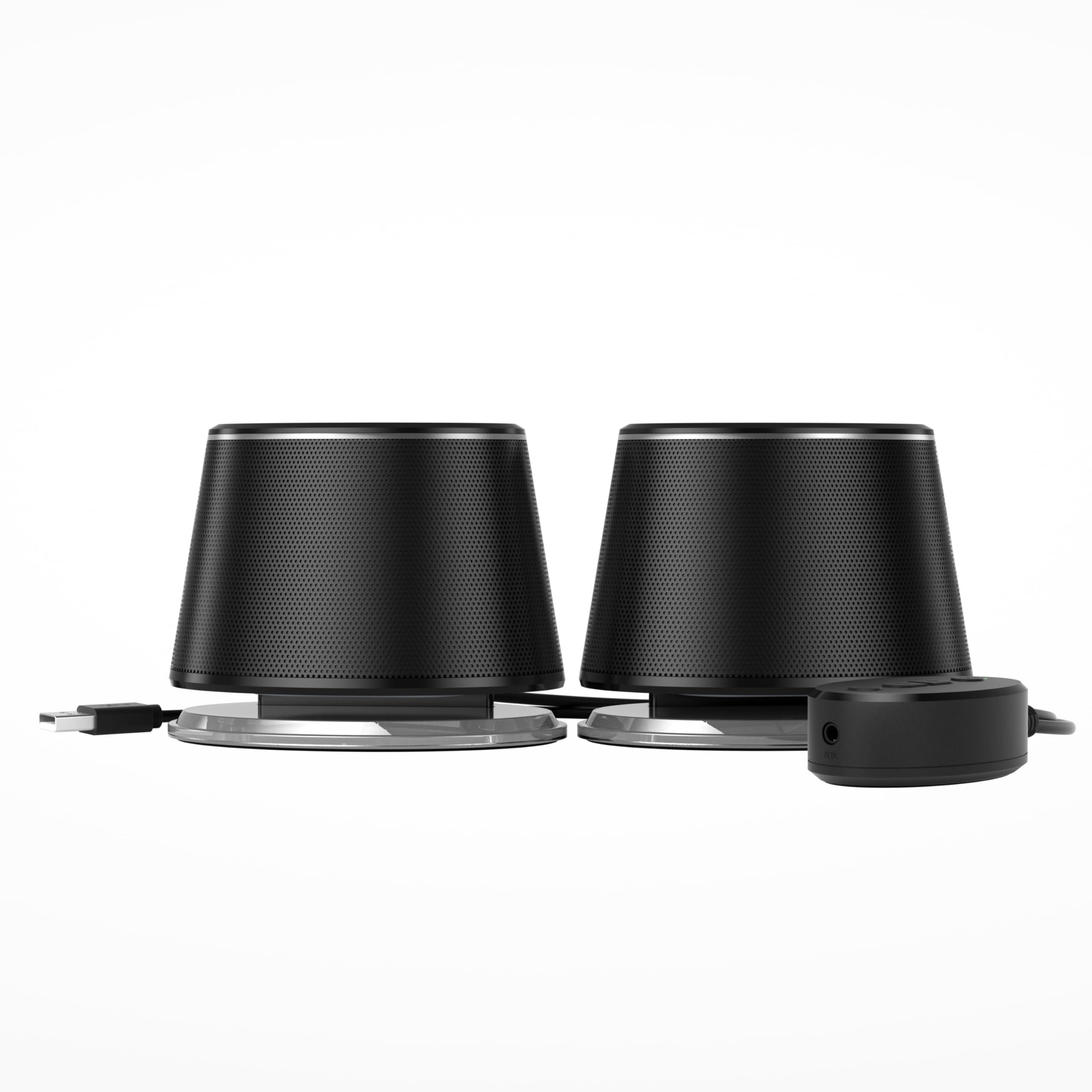 Amazon Basics Bluetooth Computer Speakers with USB 3.0 and Blue Lighting