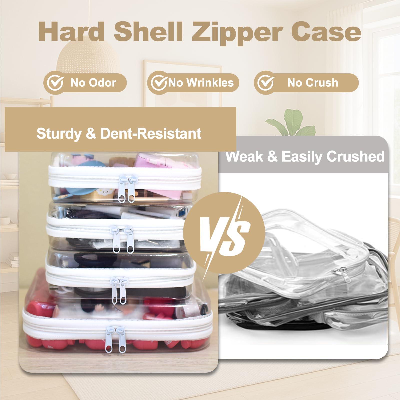 WELPIRT 4 pcs Clear Zipper Pouches,Hard Shell Zipper Case, Toiletry Bag for Travel, CLear Diaper Bag, Toiletry Pouch, Travel Organizer, Clear Cosmetic Bag,Toy Storage Bins (M+3S) - Image 2