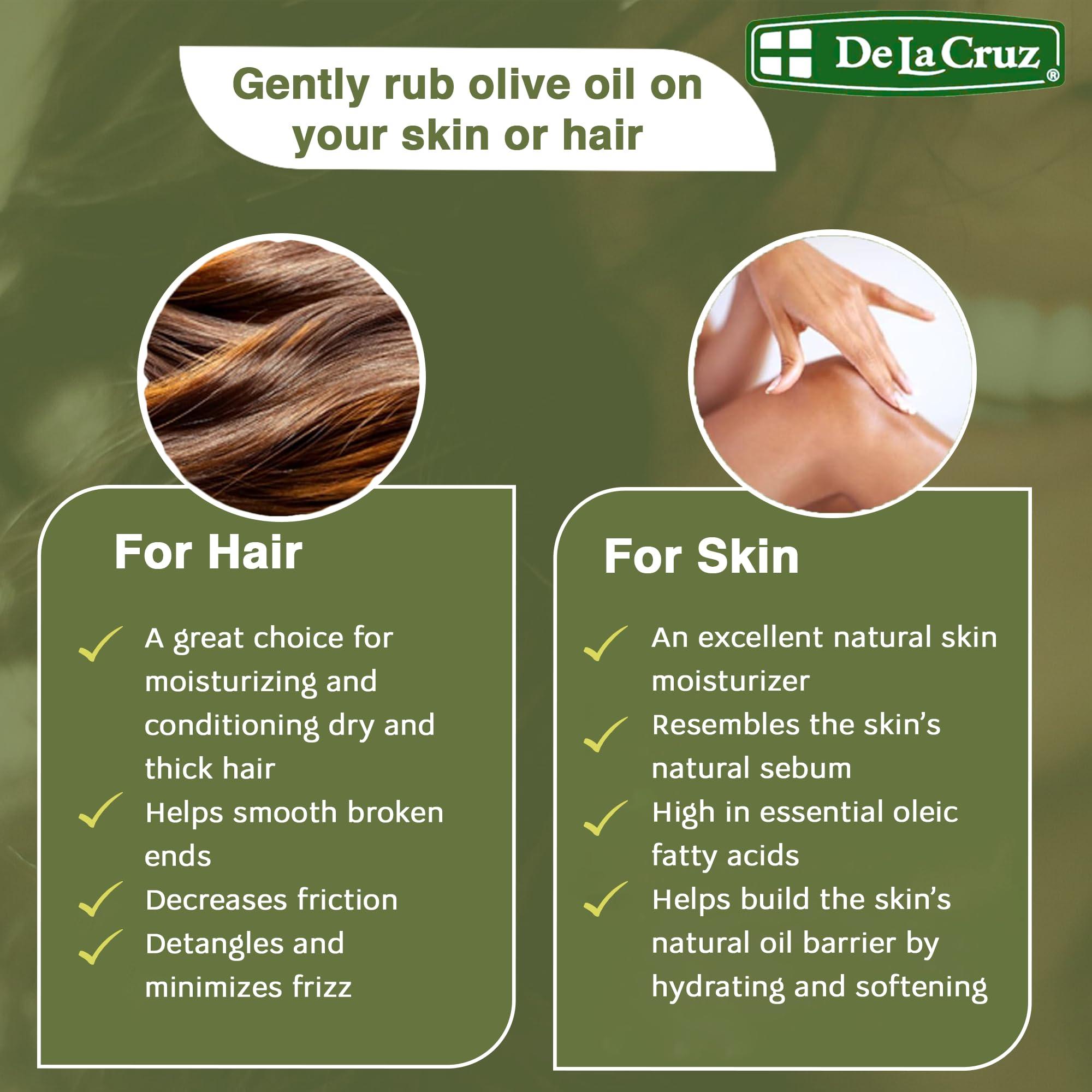 De La Cruz Pure Olive Oil - Natural Expeller Pressed Olive Oil for Hair and Skin - Lightweight Body Oil for Dry Skin 8 Fl Oz - Image 4