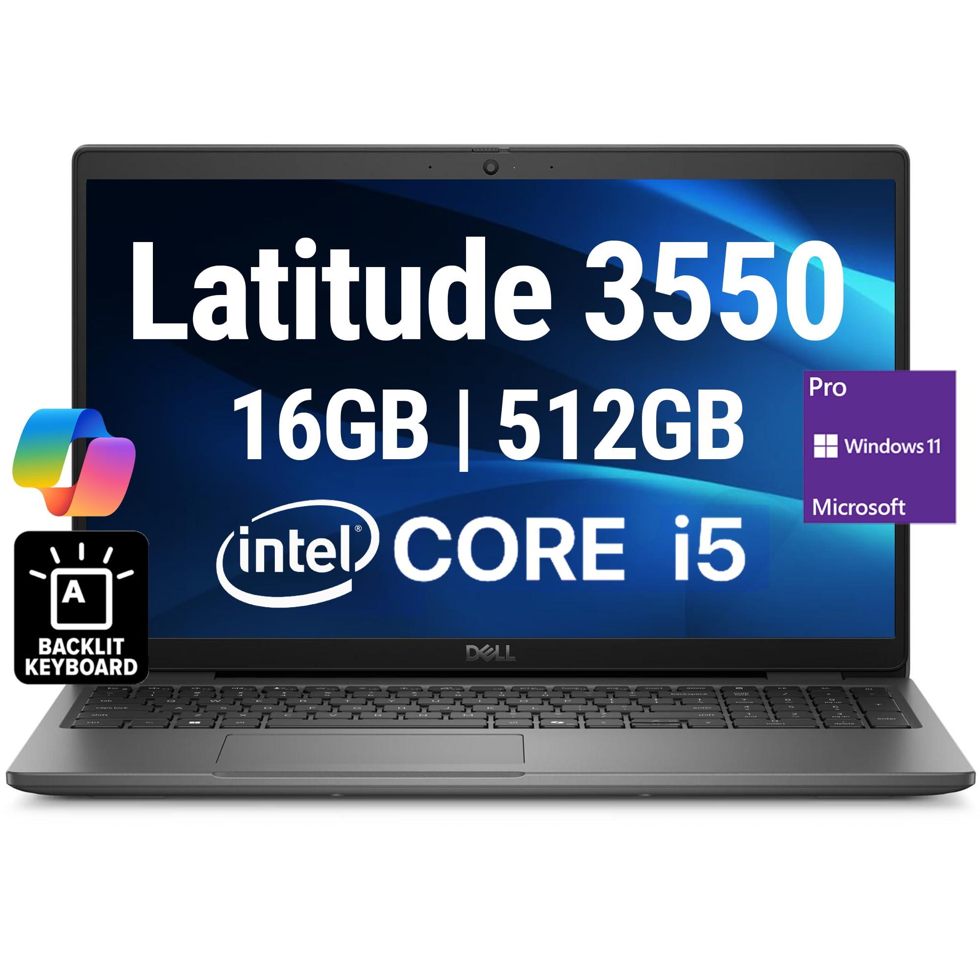 Oemgenuine 2024 Dell Latitude 3550 Notebook 15.6” FHD, Intel 10 Core i5-1335U (Beats i7-1270P), 16GB DDR5 RAM, 512GB NVMe, WiFi 6E, BT, Backlit Keyboard, HD Webcam, RJ-45, Win 11 Pro, Business Laptop