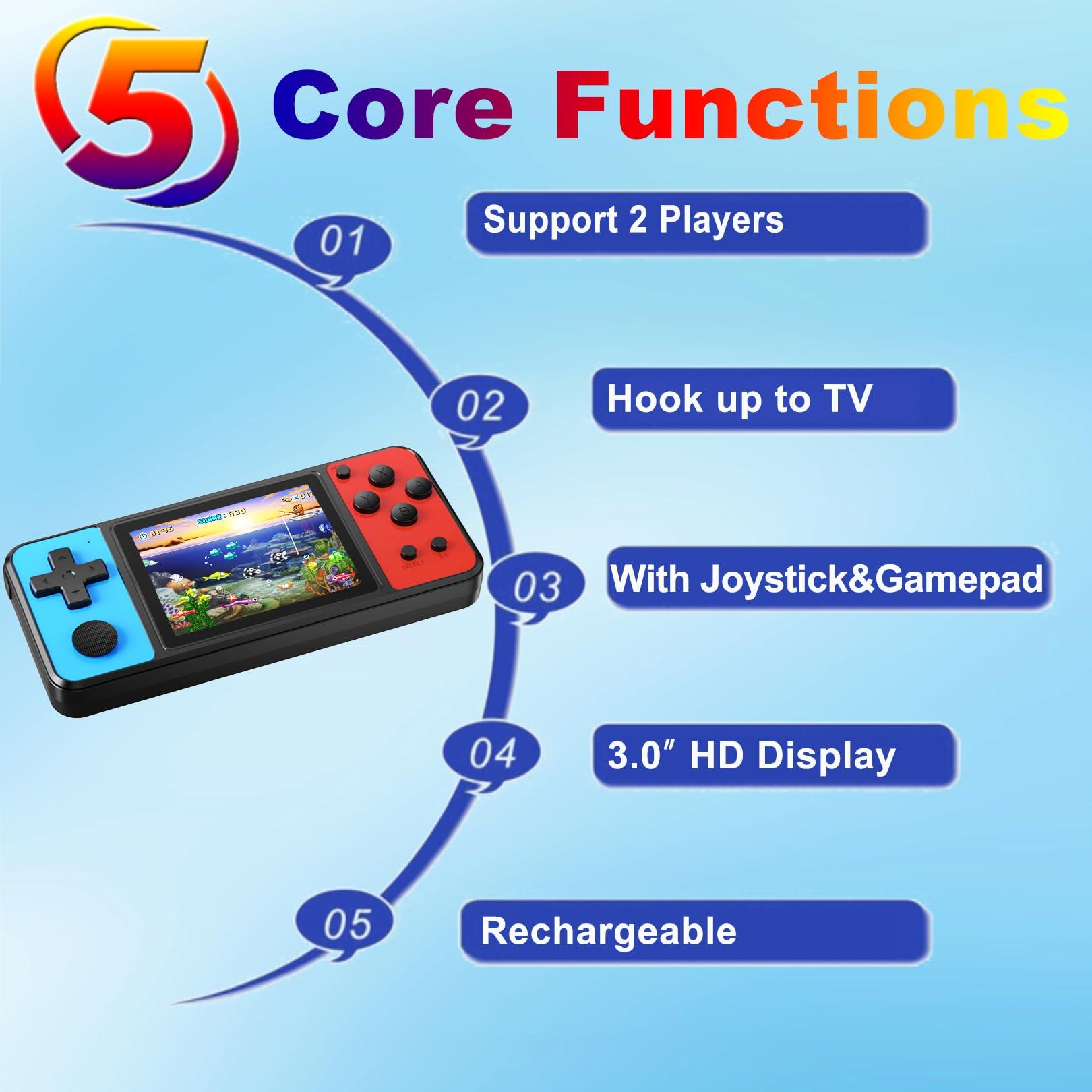 Beico Handheld Game for Kids, 3.0" Large Screen Built in 270 Classic Retro Video Games Seniors Electronic Games Player Boys Girls Birthday Present Black Blue - Image 3