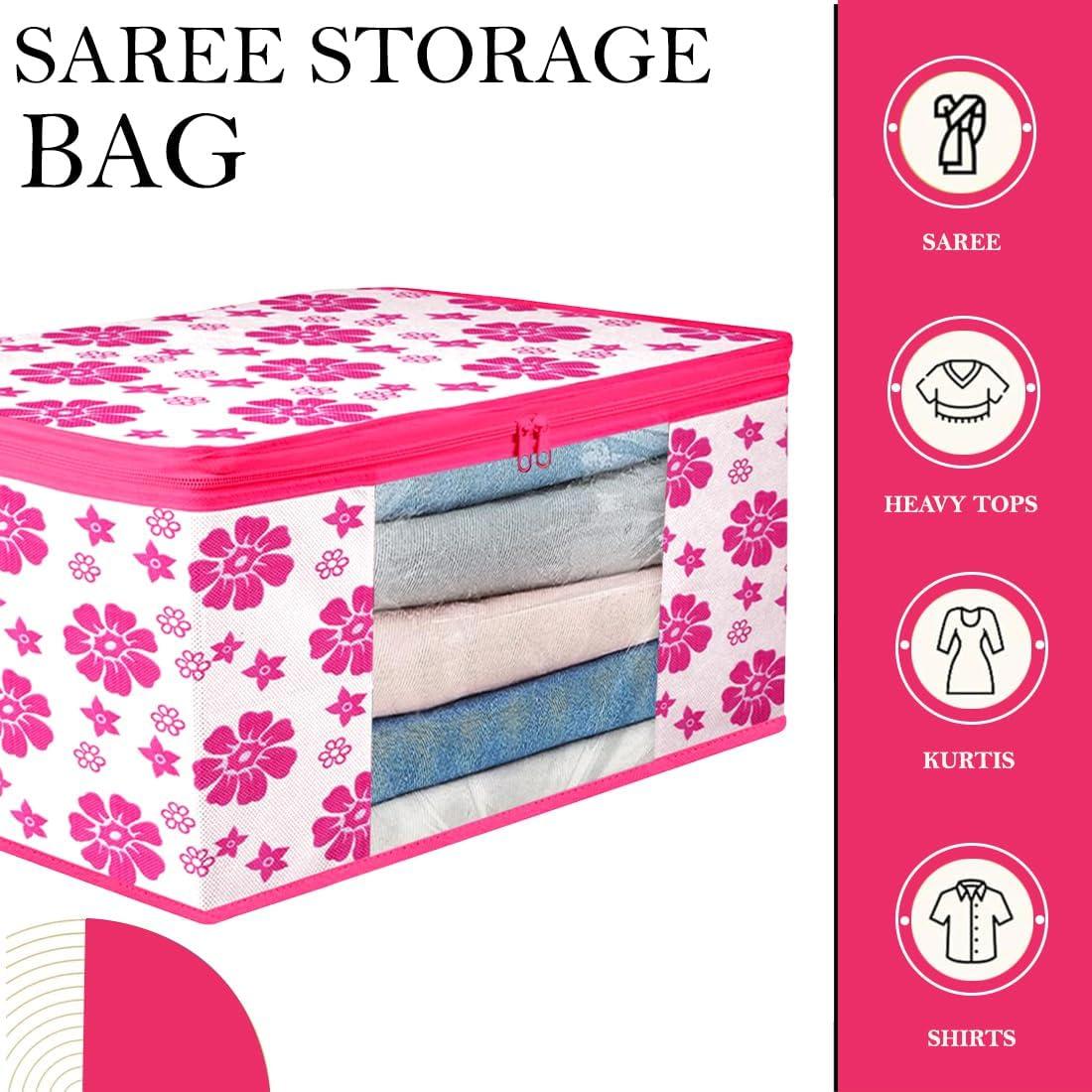 ANKIT INTERNATIONAL Garment Cover Presents Non Woven Floral print Saree Cover Storage Bags for Clothes pack of 6 - Image 5