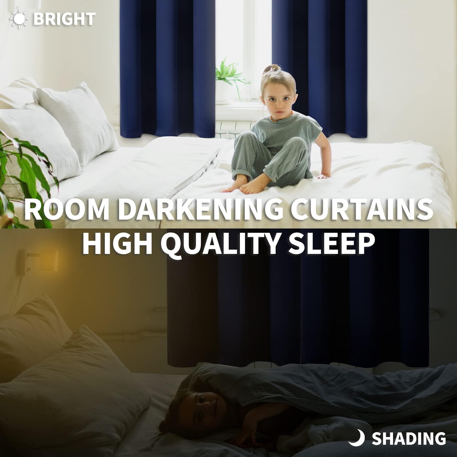 BGment Blackout Curtains for Bedroom 45 Inch Length - Room Darkening Drapes Thermal Insulated with Rod Pocket for Short Living Room Kitchen Bathroom Window, 42 x 45 Inch, 2 Panels, Navy Blue - Image 4