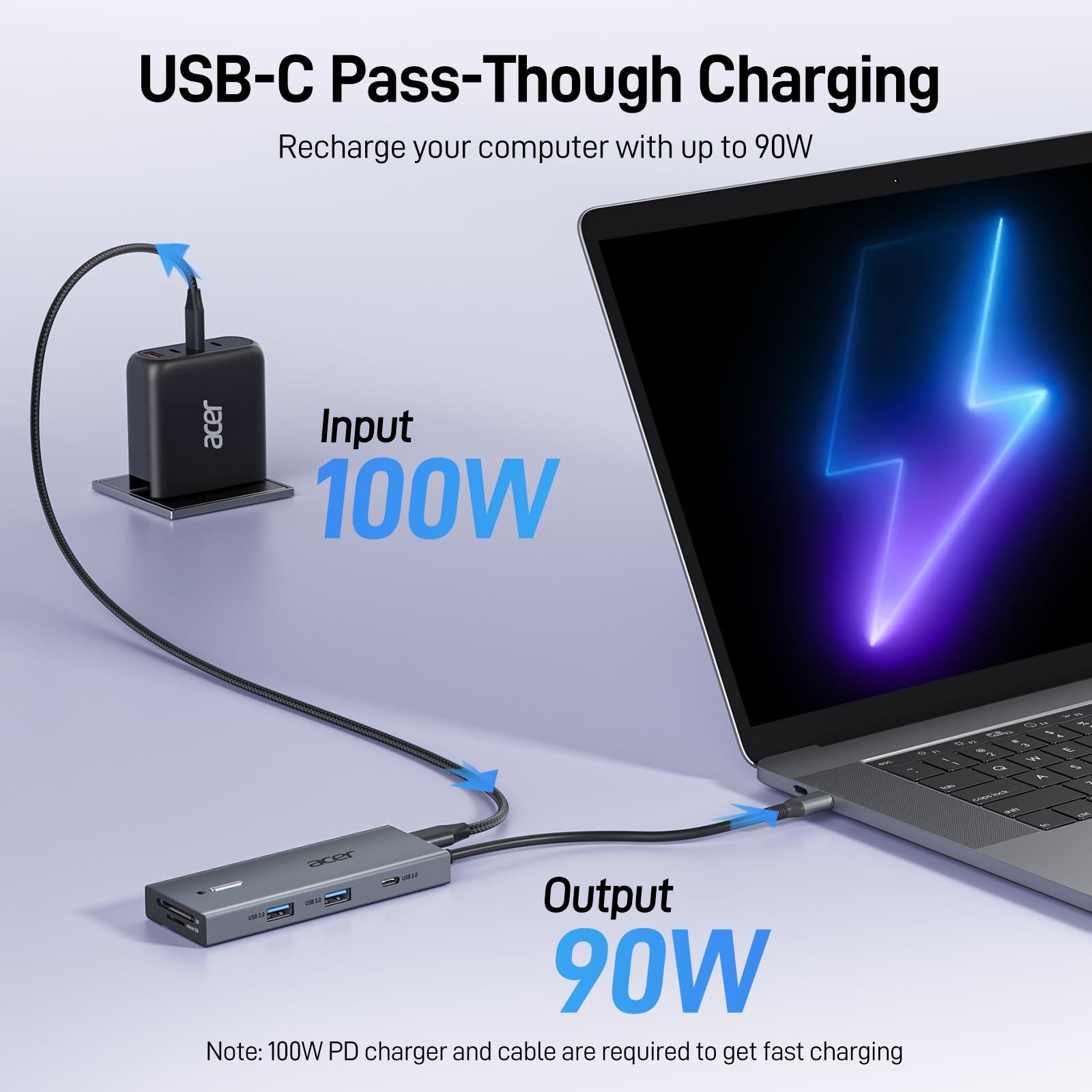 Acer USB C Docking Station Dual HDMI Monitor, Laptop Multiport Adapter with 4K HDMI, USB A&C 3.0 Ports, SD/Micro SD, 100W PD Charging, USBC Dock Compatible with Mac/Acer/Dell XPS/HP/Surface etc - Image 4