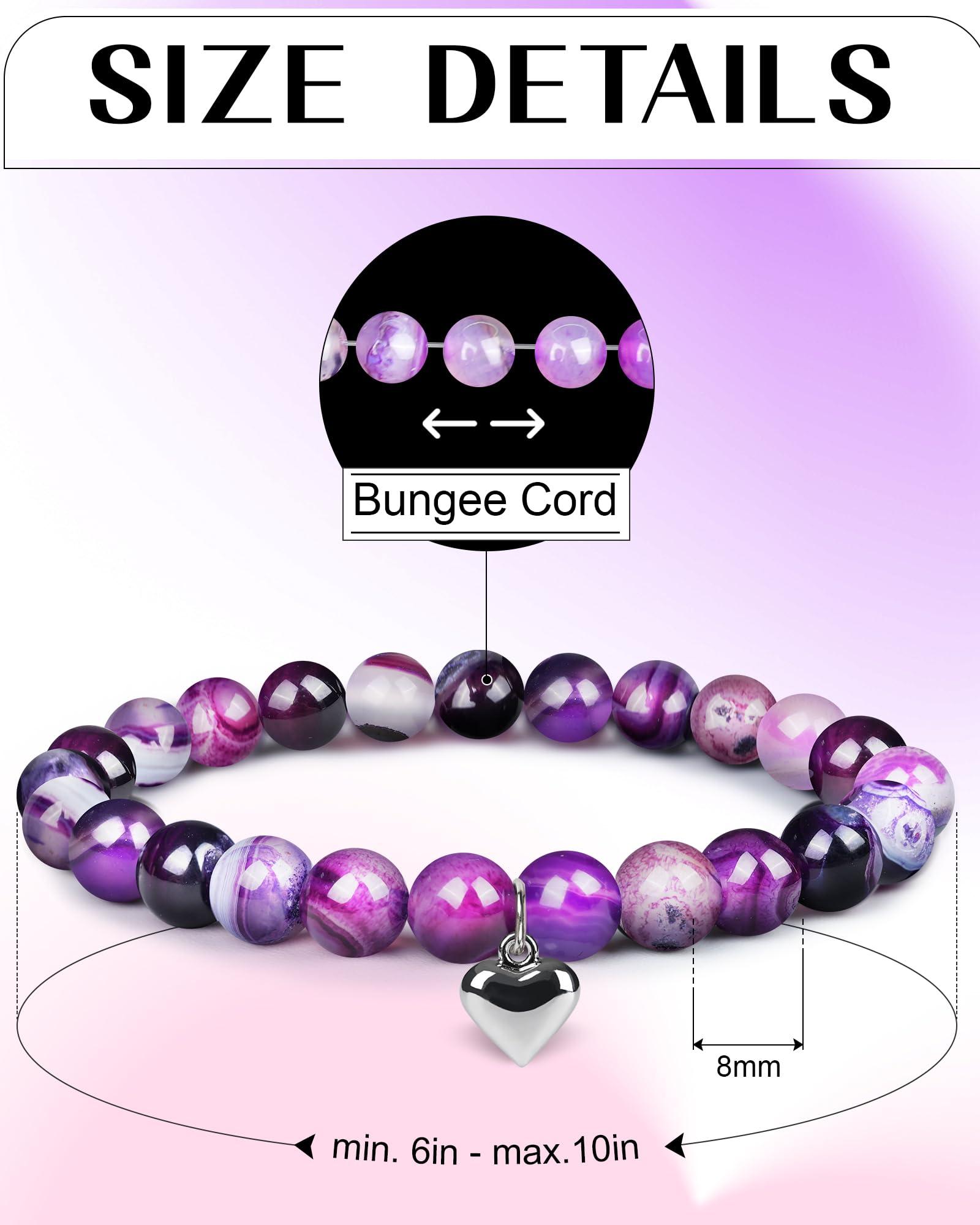 SUPHELPU Amethyst Bracelet for Women Trendy, Breast Cancer Self Care for Woman, Get Well Gift for Women after Surgery, Relaxation Stress Relief Anxiety Feel Better Sympathy Inspirational Purple Gifts - Image 3