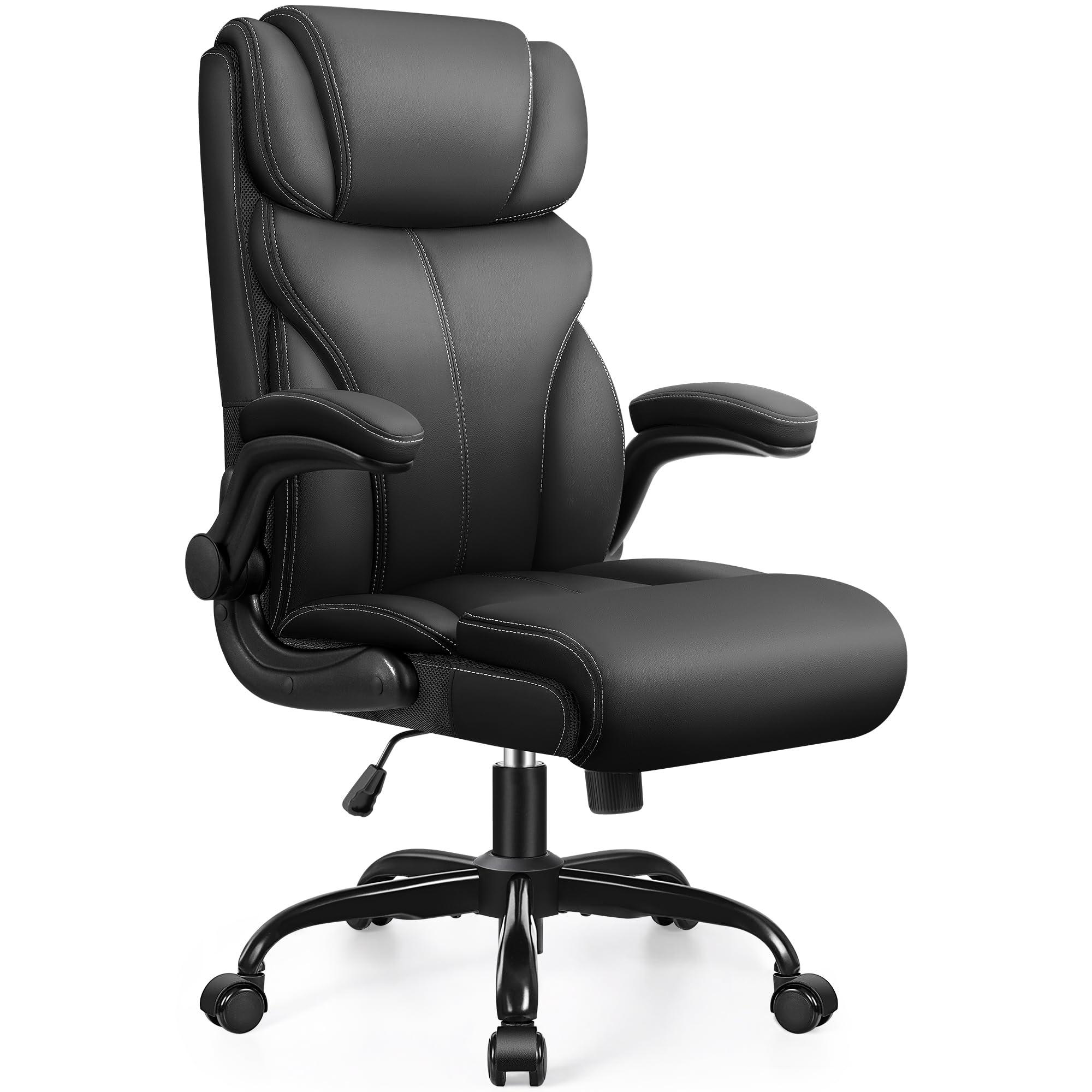 HeroSet Office Chair, Ergonomic Big and Tall Computer Desk Chairs, Executive Breathable Leather Chair with Adjustable High Back Flip-up Armrests, Lumbar Support Swivel PC Chair with Rocking Function - Image 9
