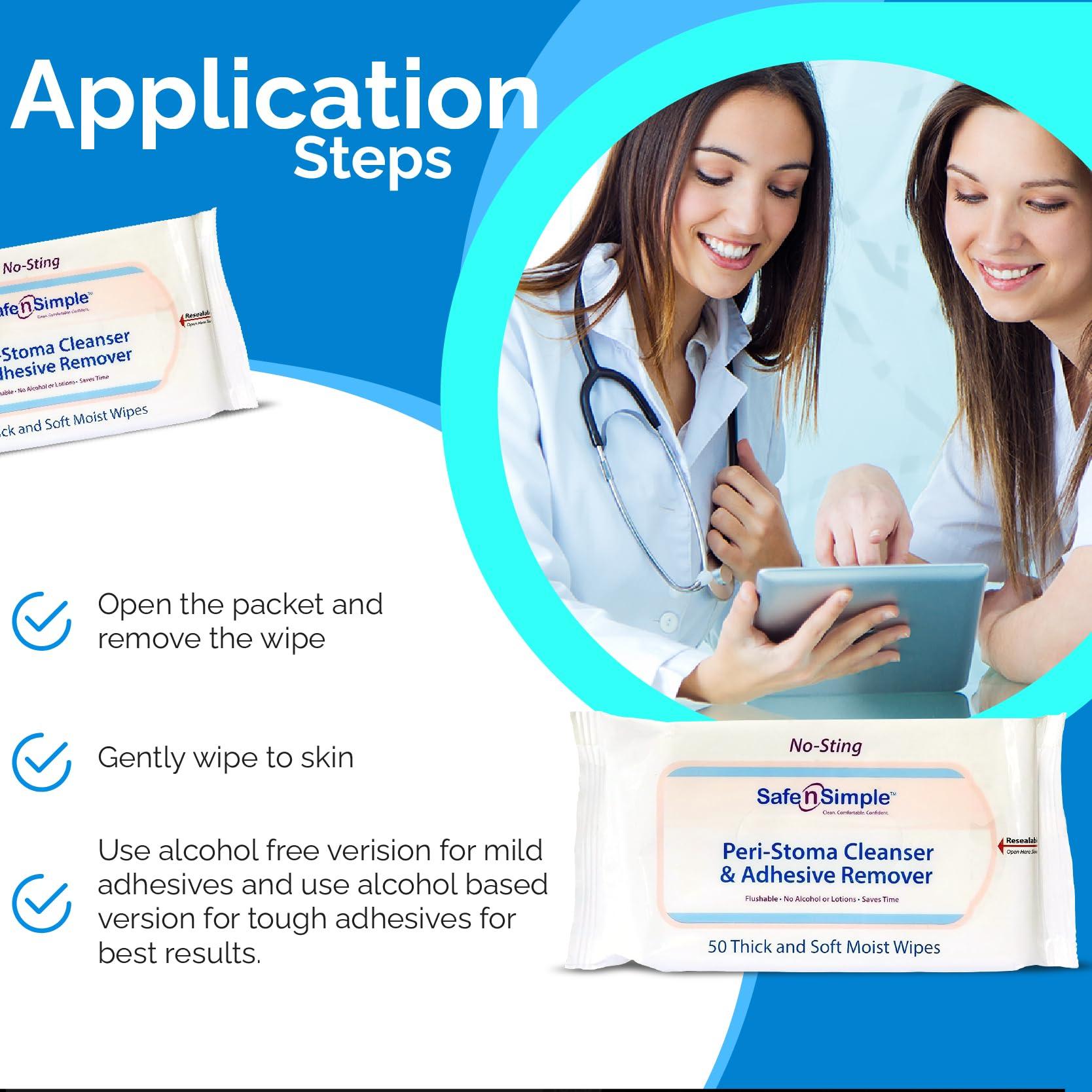 Safe n' Simple Adhesive Remover Wipes - 50 Large No-Sting Skin Prep Wipes Medical Skin Adhesive Remover - Adhesive Removing Wipes for Skin - Non-Alcohol - Image 8