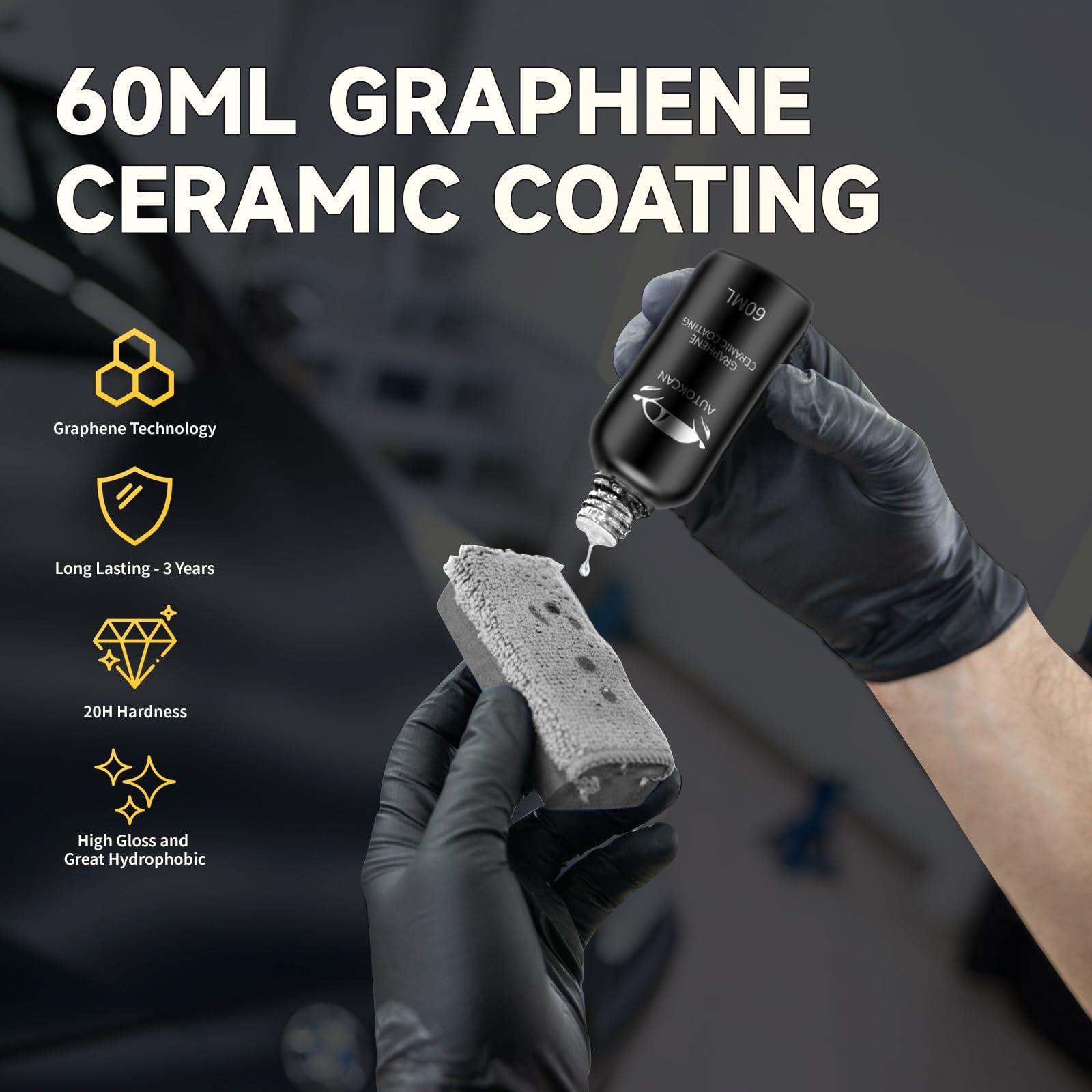 Autokcan Graphene Ceramic Coating(60ML), 10H Ceramic Coating for Cars, High Gloss Anti-Scratch Nano Coat Kit Hydrophbic Mirror Paint Protection 7 Years Prorection - Image 5