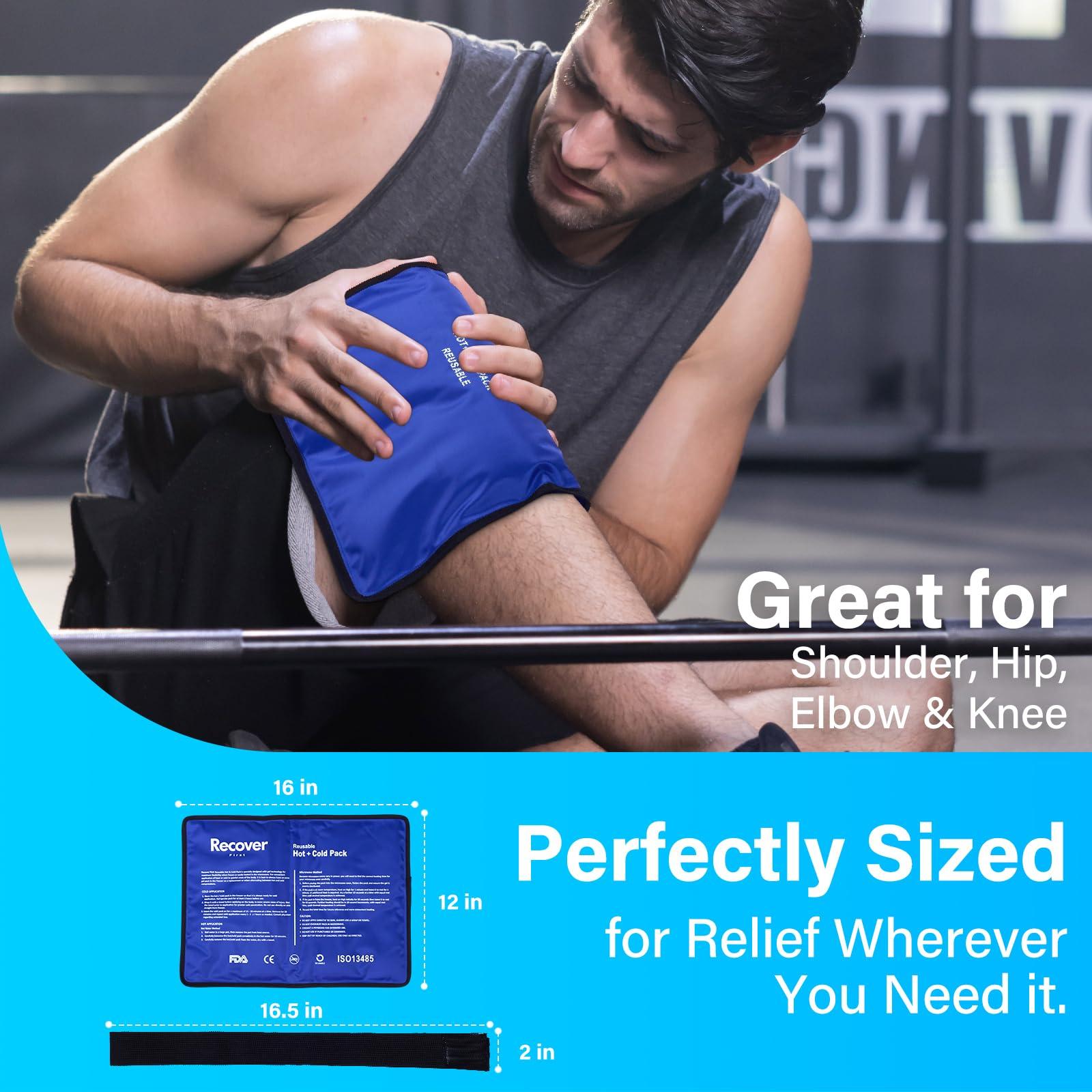 Recover First Large Flexible Gel Ice Pack – Hot & Cold Therapy with 2 Adjustable Straps – Reusable, Leak-Proof & Non-Toxic – for Back, Shoulder, Knee, Ankle, Injury or Post-Surgery Relief - Image 5