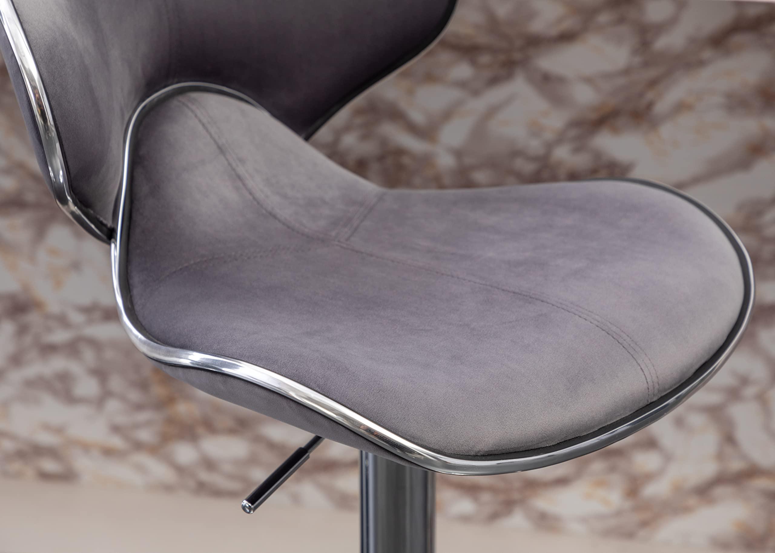 Roundhill Furniture Masaccio Velvet Upholstered Adjustable Swivel Barstool, Set of 2, Gray - Image 11