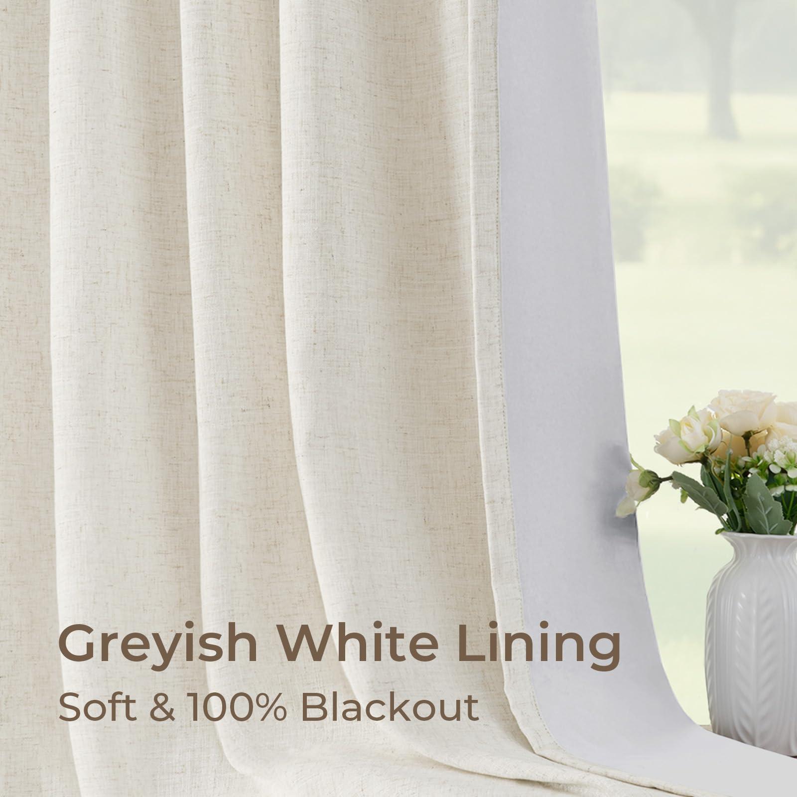 CAPALOCA Pinch Pleated Blackout Curtains 96 Inches Long, Linen Blend, 100% Blackout Drapes with 20 Hooks, Ideal for Bedroom and Living Room, 40" W x 96" L (Pack of 2), Natural - Image 7