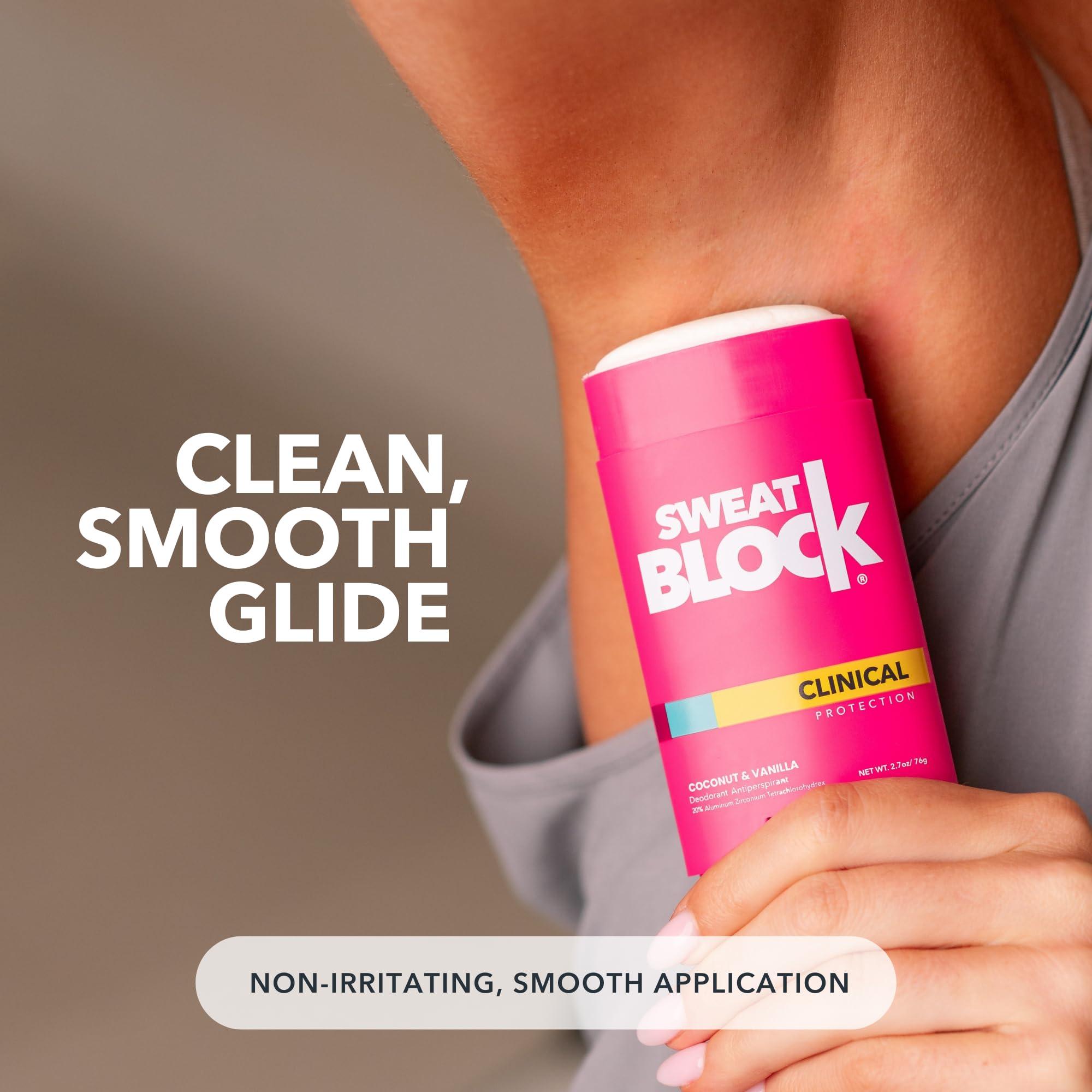 SweatBlock Deodorant for Women | Clinical Antiperspirant, 48 Hour Sweat & Odor Protection, Coconut & Vanilla - Image 3