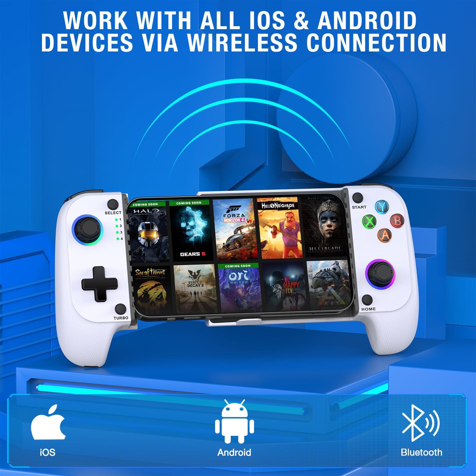 Wireless Mobile Gaming Controller for iPhone/Android, Phone Game Controller Support Phone Case, Colorful Light Hall Joystick, Turbo, Mobile Gaming Gamepad - Image 2