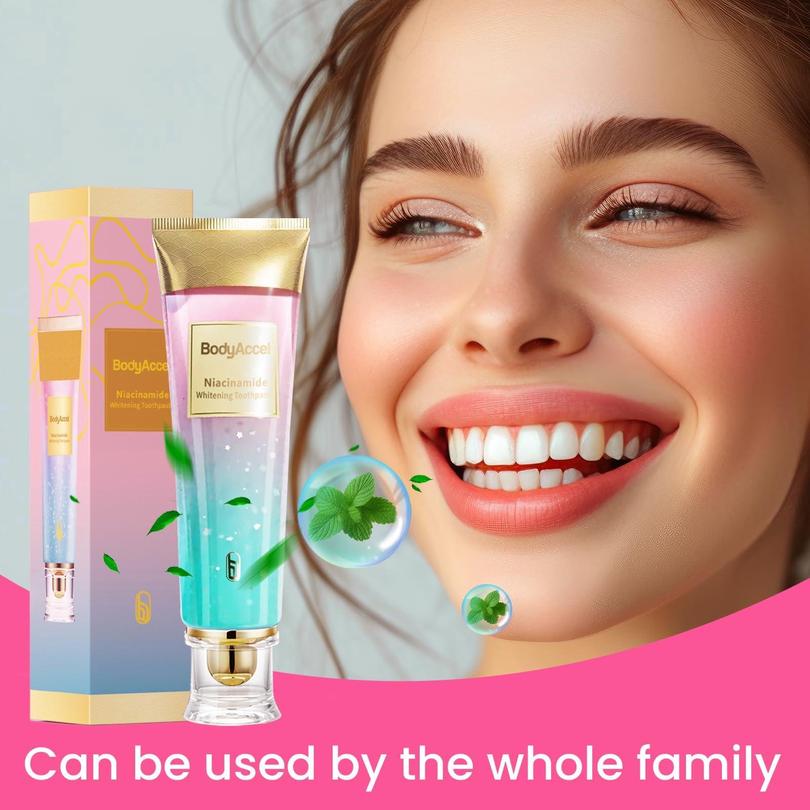 Niacinamide Whitening Toothpaste – BodyAccel Natural Whitening Toothpaste with Niacinamide, Gentle Formula for Brighter Teeth & Fresh Breath, 2-Pack (2) - Image 9