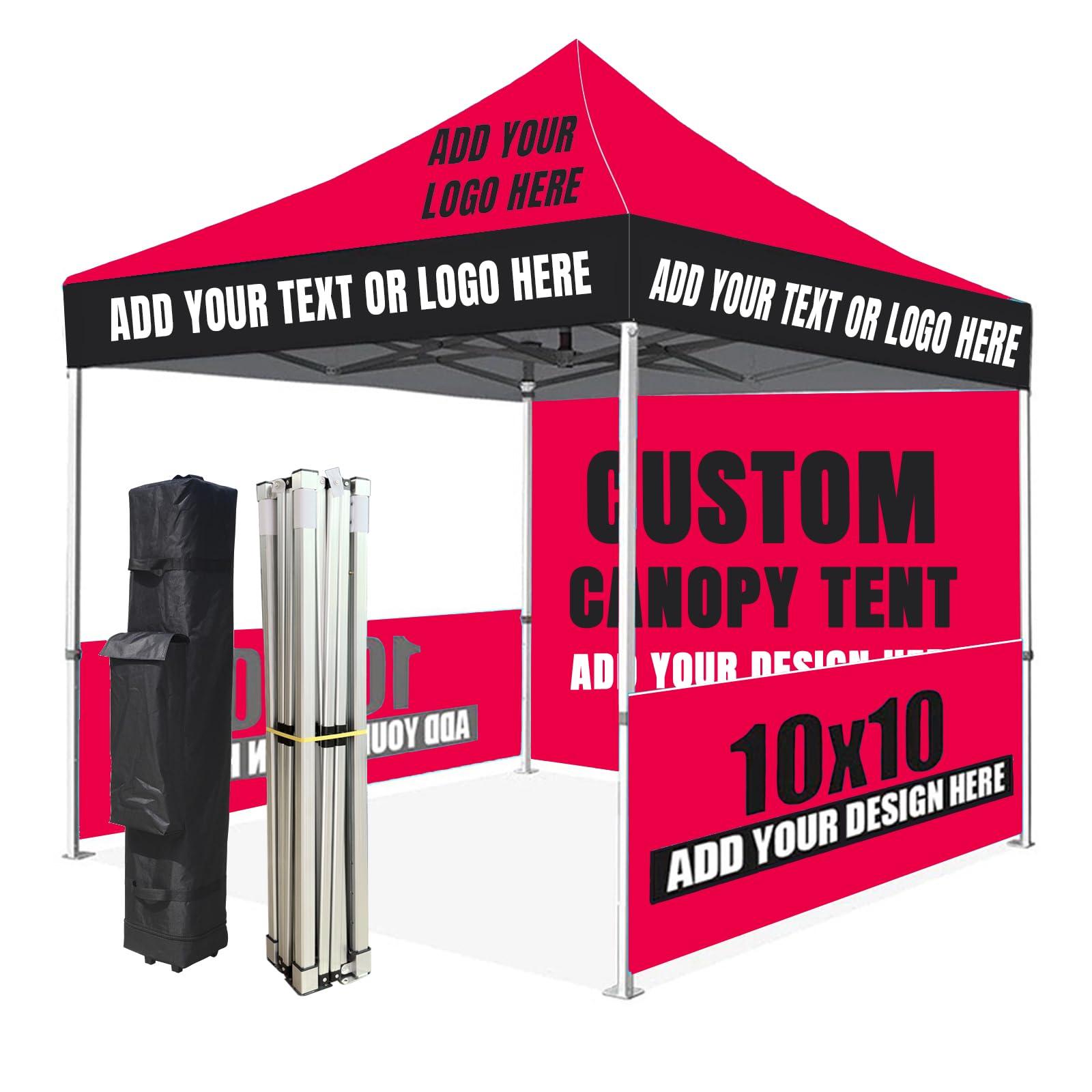 Custom Canopy Tent 10x10 with Logo, Personalized Pop Up Canopy Tent Outdoor Events Business, Nano-Grade Water Repellent Heavy Duty (Customized Configuration
