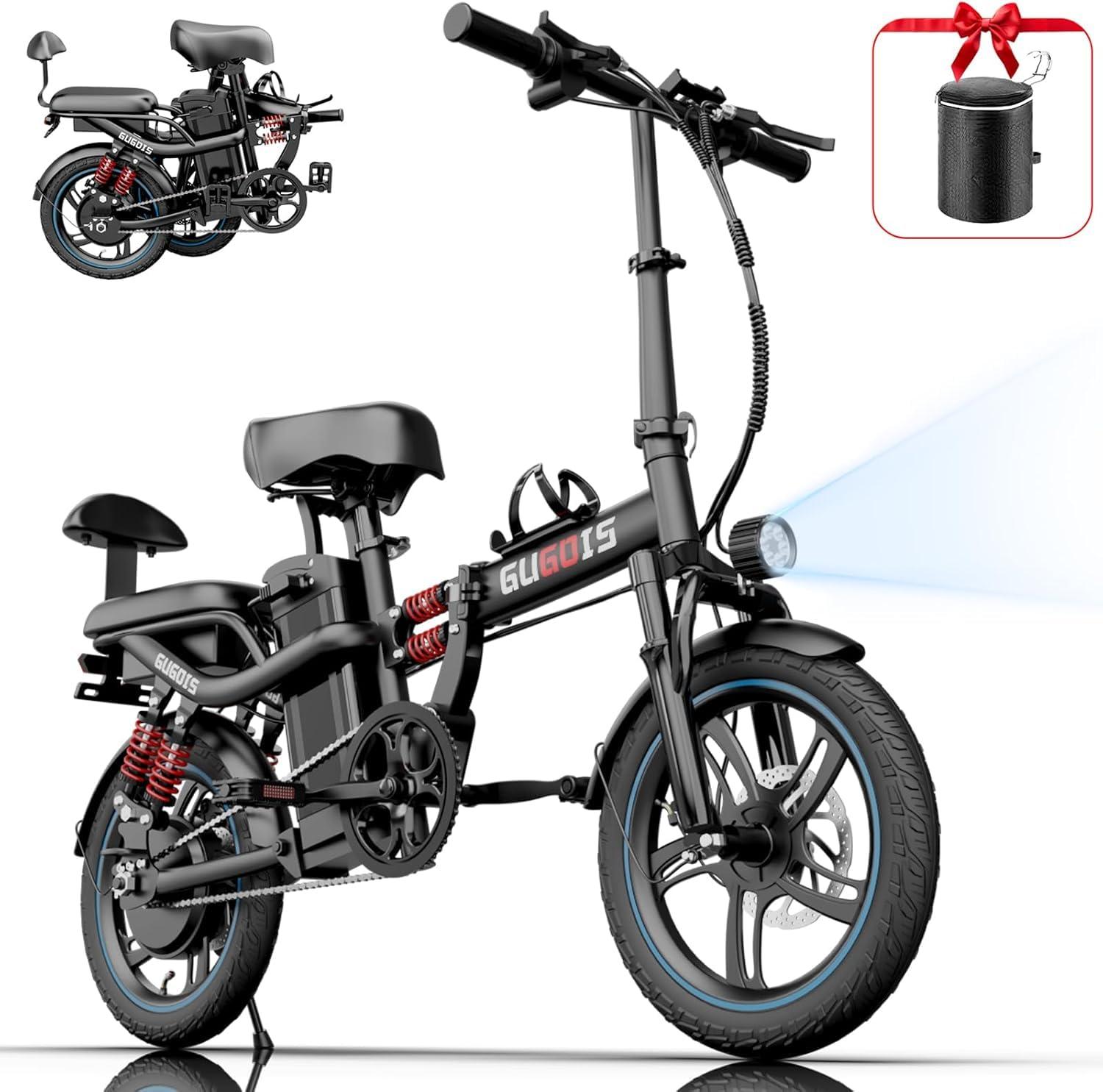 ZABLIZ 16 Inch Mini Folding Electric Bike for Adults, Up to 45/60 Miles 28/32 MPH, 2 Seater Fotable E Bikes for 48V 15/20Ah Removable Battery