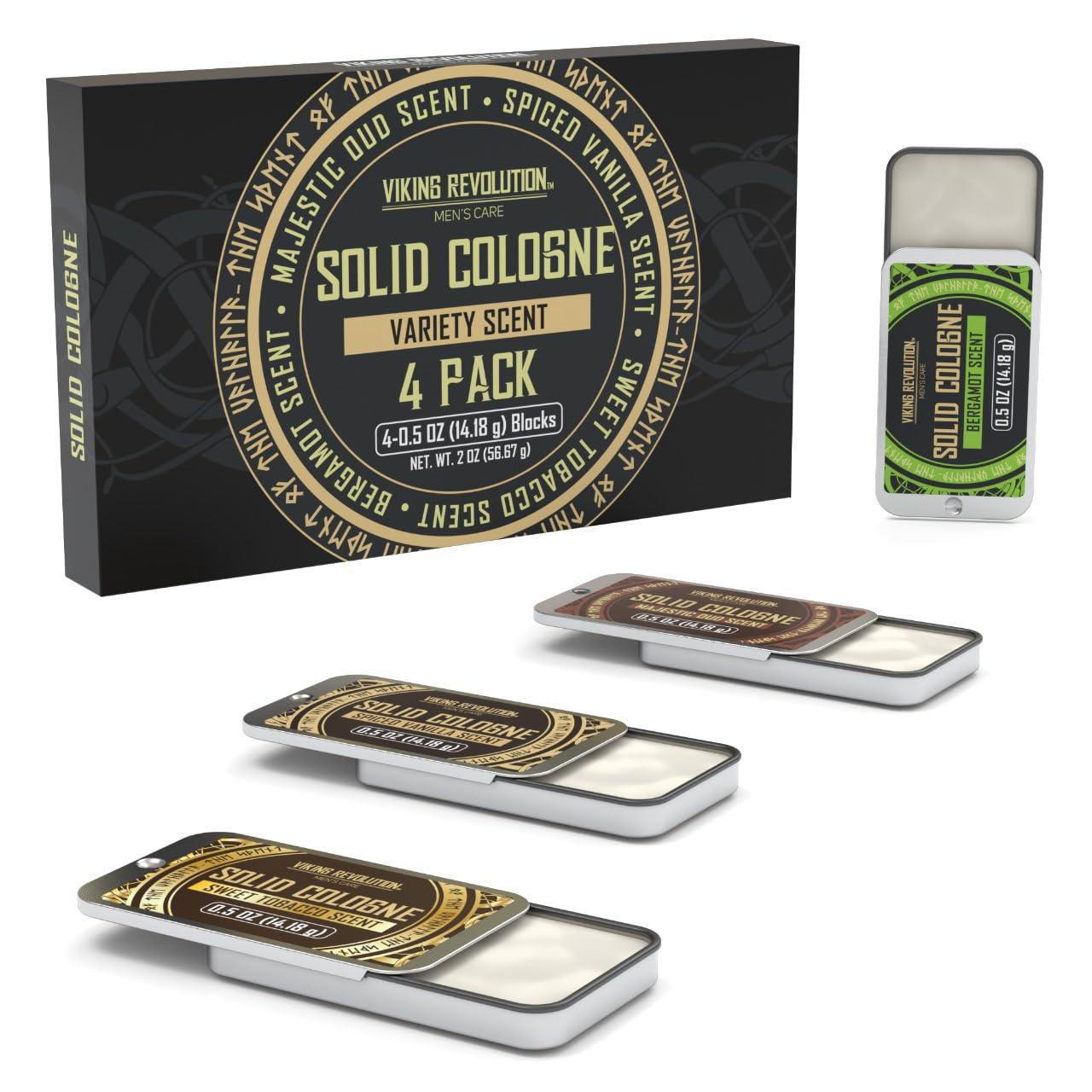Viking Revolution 4 Pack Mens Colognes - 0.5 Oz Solid Perfume with Spiced Vanilla, Sweet Tobacco, Majestic Oud, Bergamot - Travel Wax Balm Cologne - Image 7
