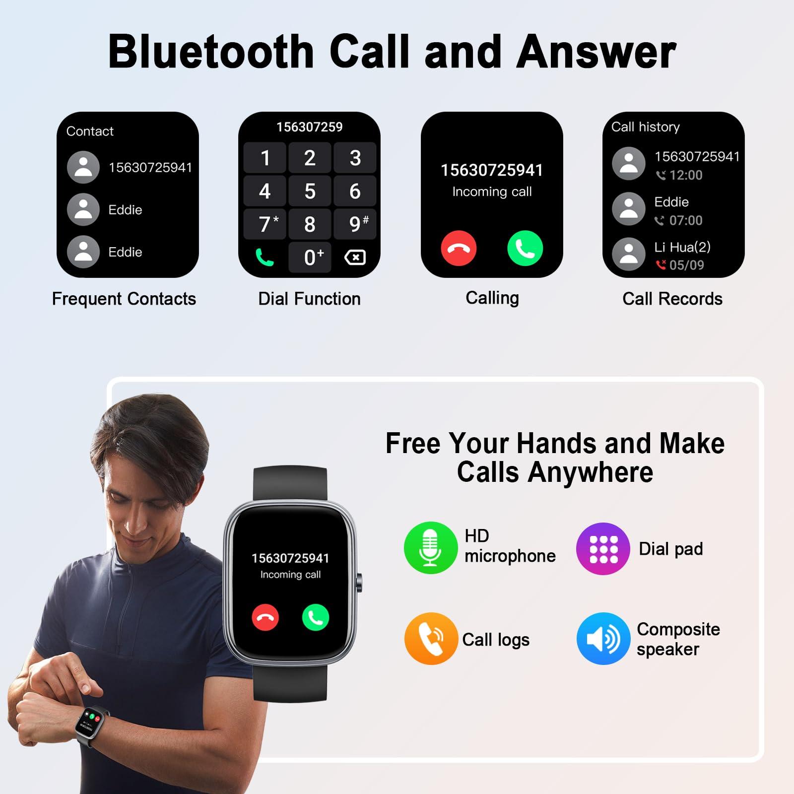 Smart Watch (Answer/Make Call), 2025 HD 1.91" Smartwatch for Men Women, 112+ Sports Modes Fitness Activity Tracker, Calories/Heart Rate/Sleep Monitor, IP68 Waterproof Step Counter for Android iOS - Image 3