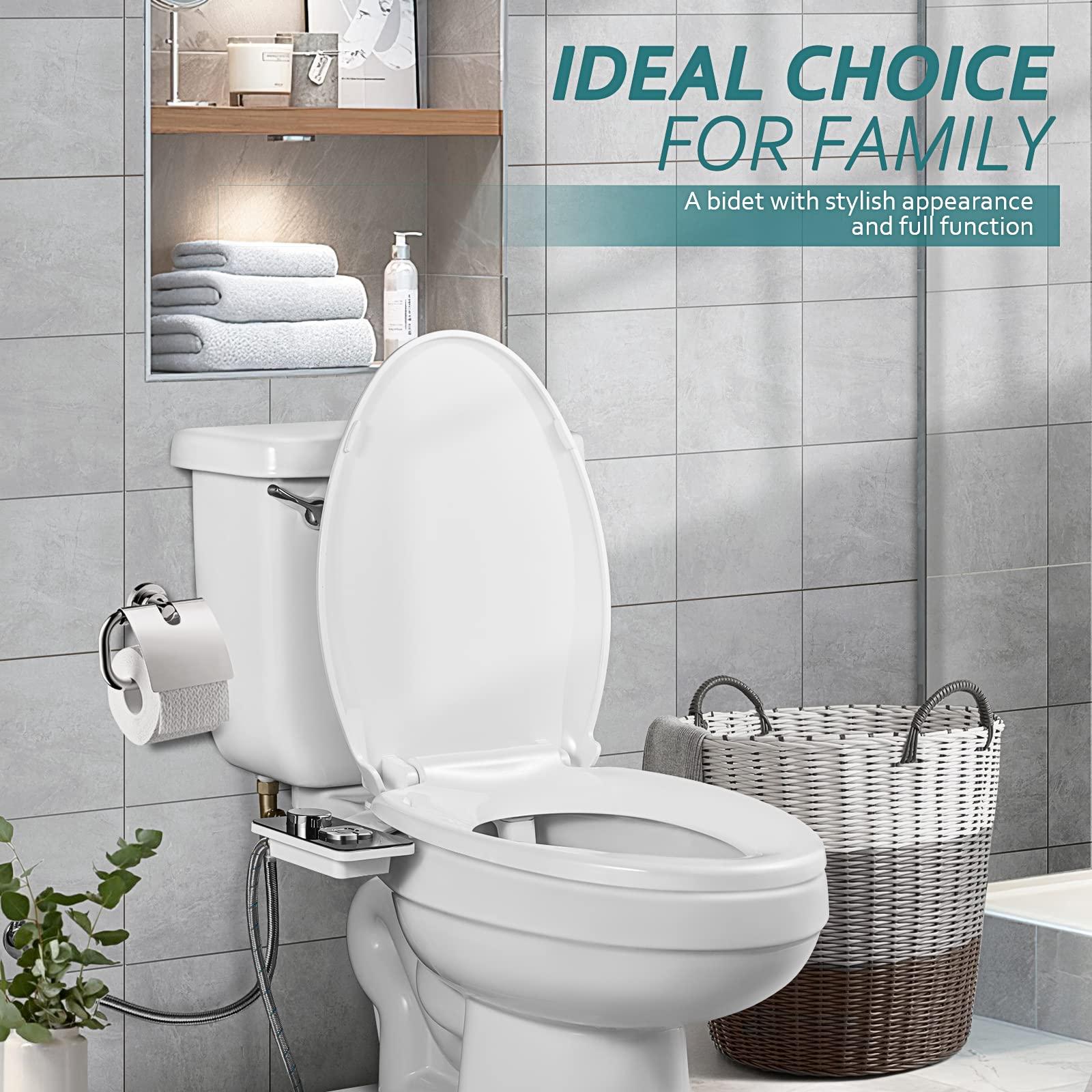 SAMODRA Bidet Attachment, Non-Electric Cold Water Bidet Toilet Seat Attachment with Pressure Controls, Retractable Self-Cleaning Dual Nozzles for Frontal & Rear Wash - Black - Image 6
