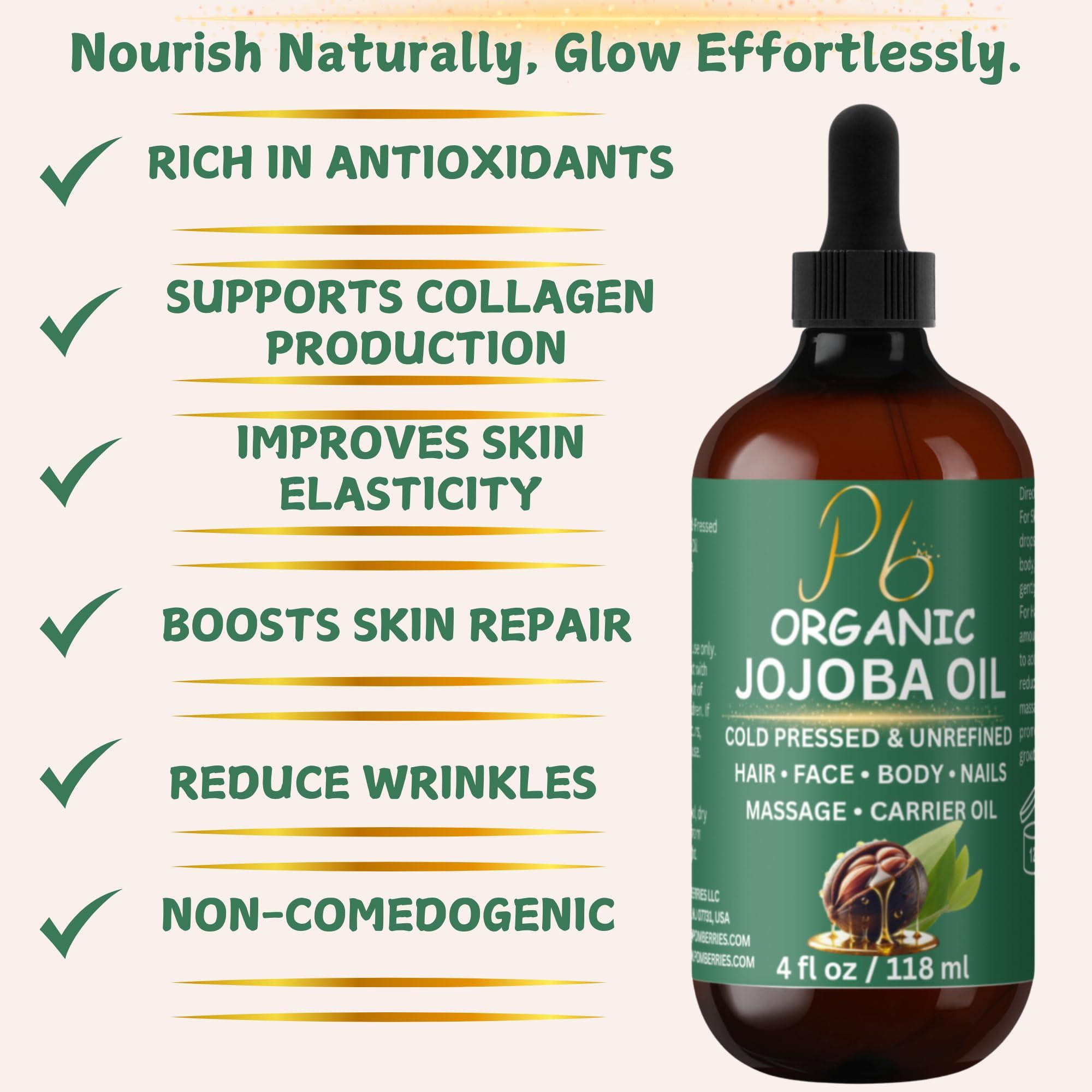 Organic Jojoba Oil – 100% Pure, Cold-Pressed & Unrefined | Hexane-Free Golden Jojoba Oil for Hair, Skin & Nails | Hydrating Body Oil, Supports Youthful Glow & Smooth Texture | 4 fl oz - Image 5