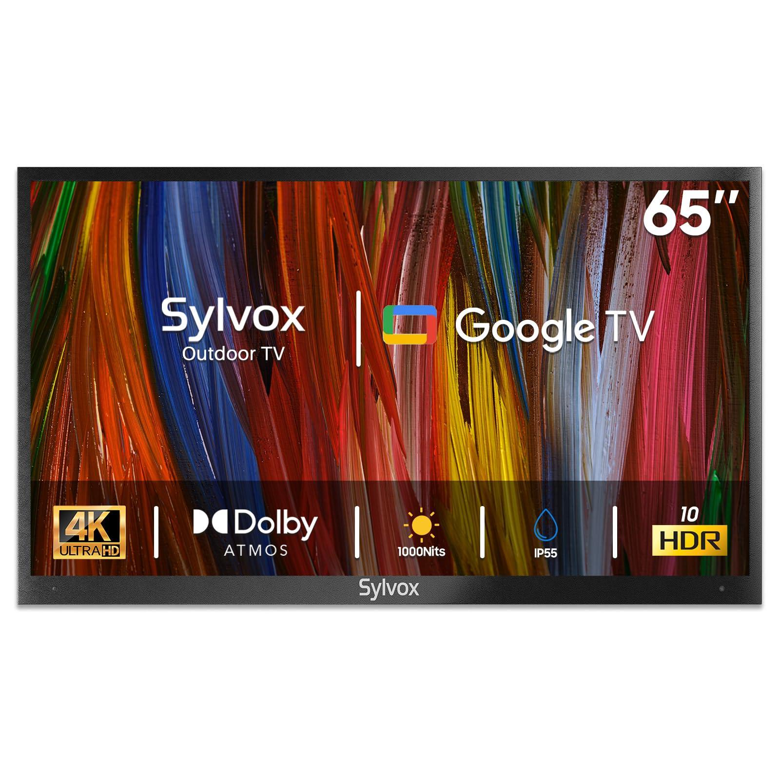 SYLVOX Deck Pro 2.0 65 inch 4K Outdoor TV, Smart TV, Support Google Assistant, Chromecast, Waterproof, Outdoor TVs, Weatherproof Television, for Outside, 1000 nit Brightness, Partial Sun, 2024