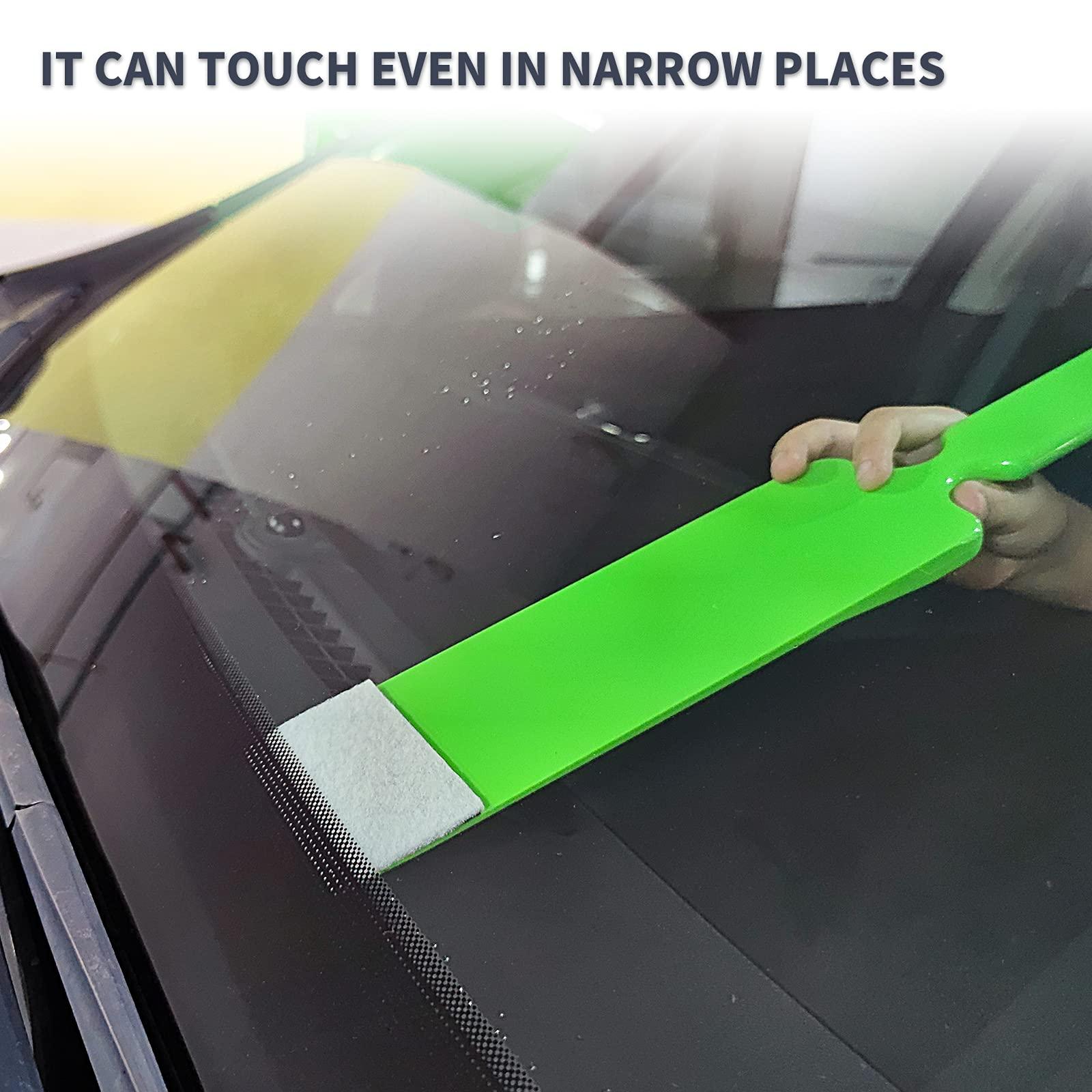 NEWISHTOOL Long Reach Auto Bulldozer Squeegee, Mini Paddle Scrubber for Window Tint Film Installing and Vehicle Windshield/Rear Window Glass Cleaning, 1 PC Bulldozer Tint Tool and 3 PCS Scrub Pads - Image 5