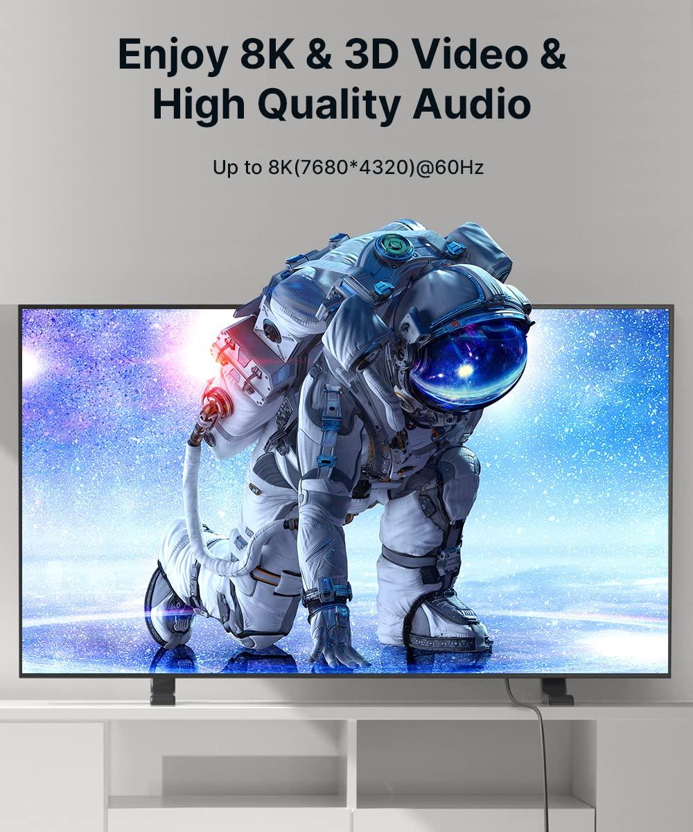 10K 8K HDMI Cable 2.1 2 Pack 6ft, JSAUX 48Gbps Ultra High Speed HDMI Cable Braided Cord, 4K@120Hz, 4K@144Hz, 8K@60Hz, HDCP 2.2&2.3, HDR 10, eARC,ARC Compatible with Dolby PS5 Monitor HDTV Soundbar-Red - Image 3