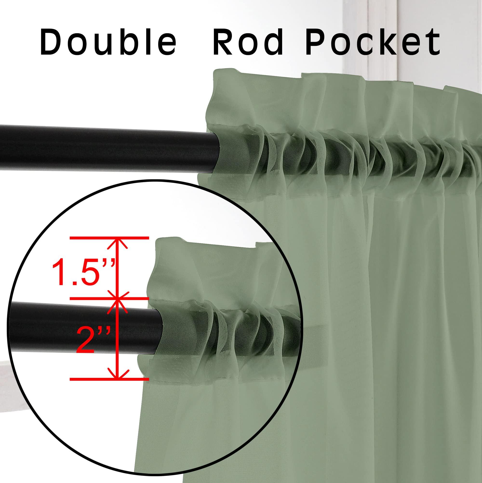 OVZME Bedroom Curtains 2 Panel Sets 84" Inch Length - Transparent Light Weight Soft Window Treatment Panels for Study Room/Living Room/Guest Room, Sage Green, Per Panel W42 X L84 inches - Image 2