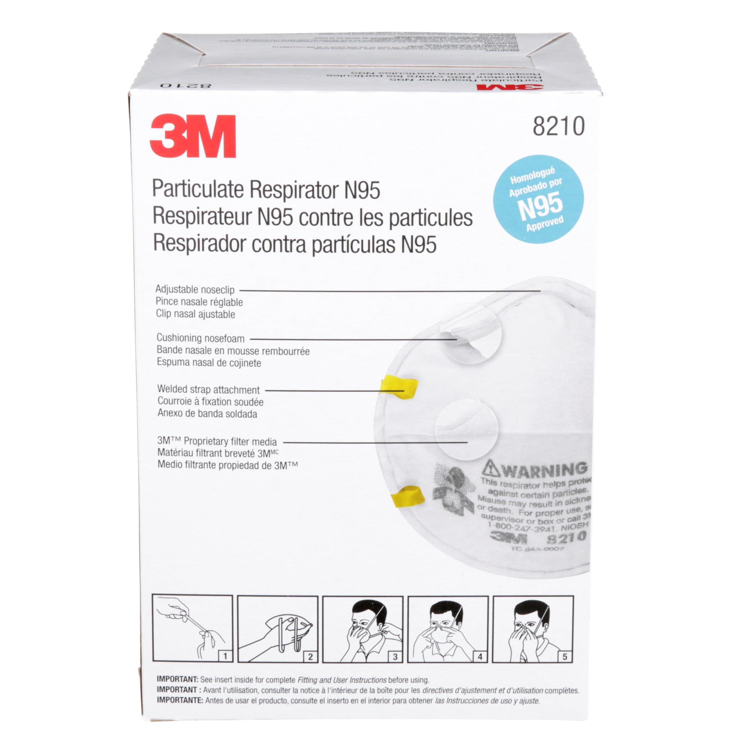 3M 8210 Particulate Respirator, N95, Pack of 20 Disposable Respirator, NIOSH APPROVED, Two-Strap Cup Style Design, Lightweight with Cushioning Nose Foam - Image 10