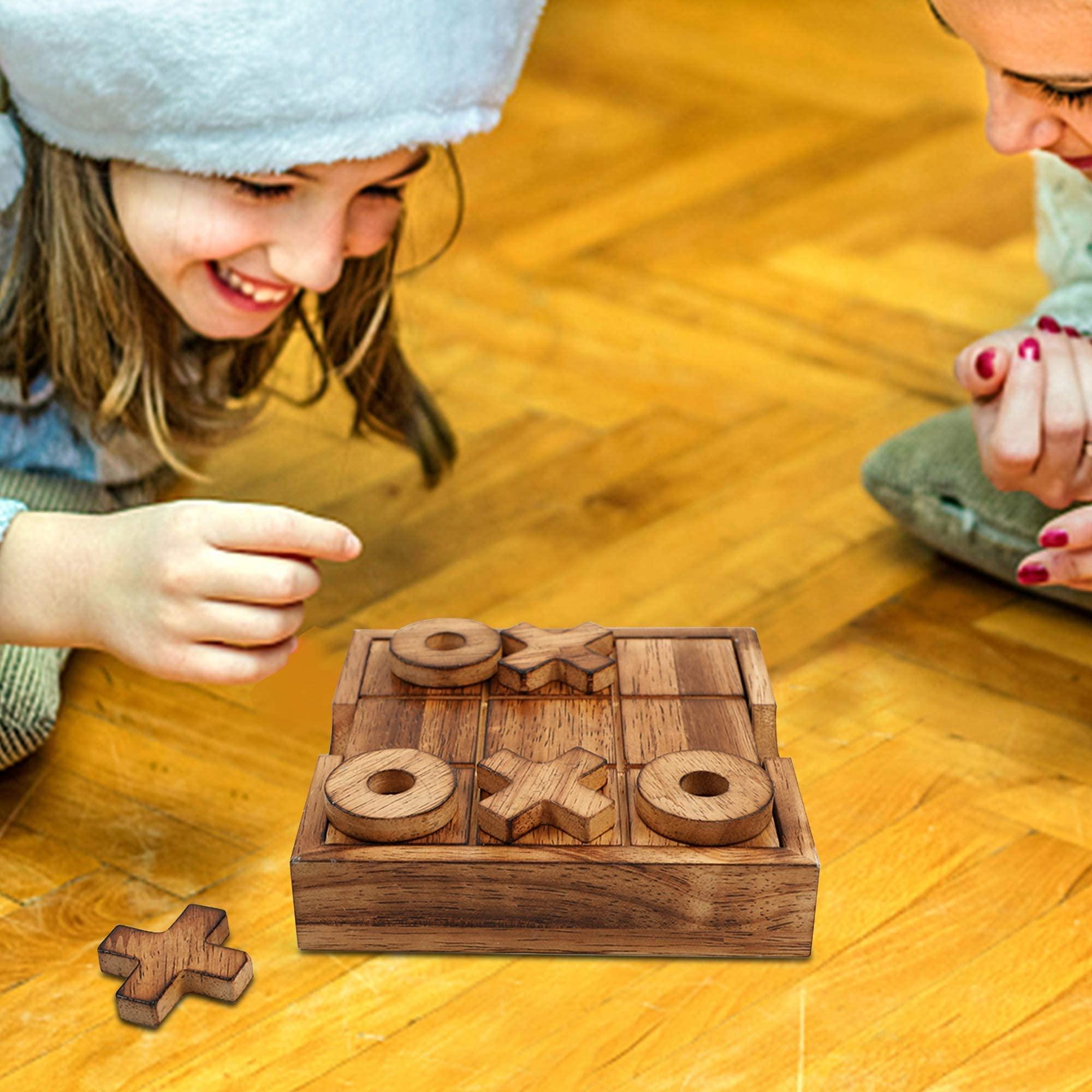 Glintoper Tic Tac Toe & 4 in a Row Table Games Set - Rustic Decor Wood Strategy Board Games for Families - Image 2