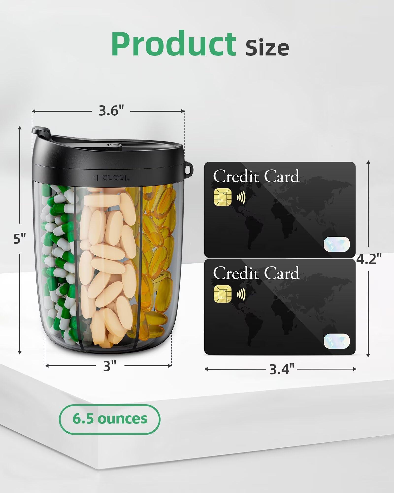 PULIV Large Pill Bottle Organizer, Supplement Organizer for Holding 6 Various Vitamins, Pill Box Case with Anti-Mixing & Wide Opening Design, Easy to Retrieve Meds, Includes 20 Pcs Stick-on Labels - Image 5