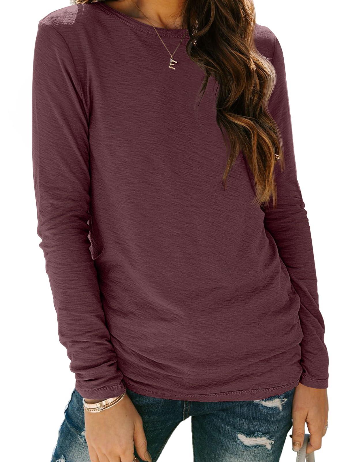 AUTOMET Long Sleeve Shirts for Women Business Casual Tops Fall Fashion Outfits Basic Workout Tees Beach Vacation Clothes 2025