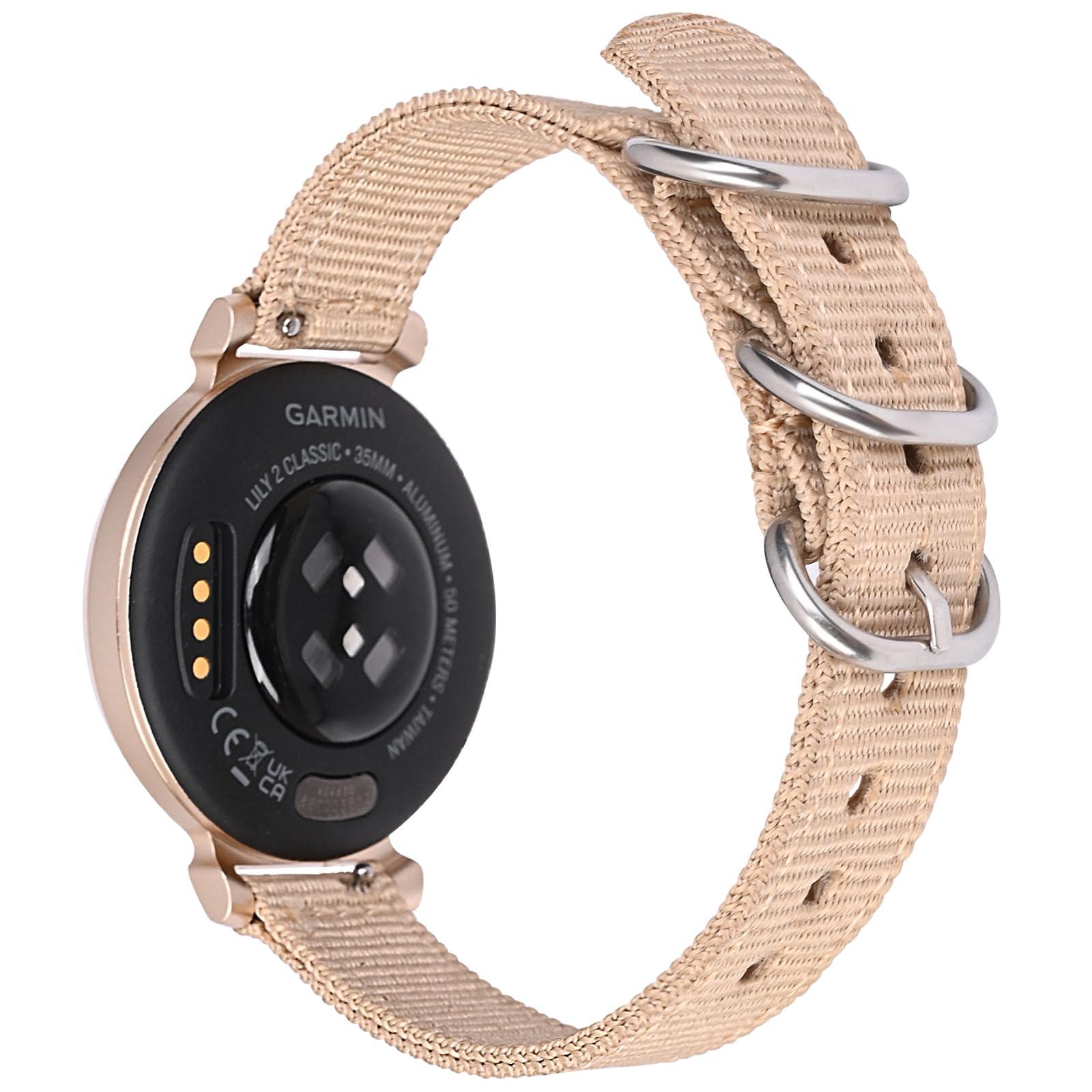 C2D JOY Canvas Nylon Band Compatible with Garmin Lily 2/Lily 2 Active Replacement Band Smart Watch band for Women-Silver Black - Image 4