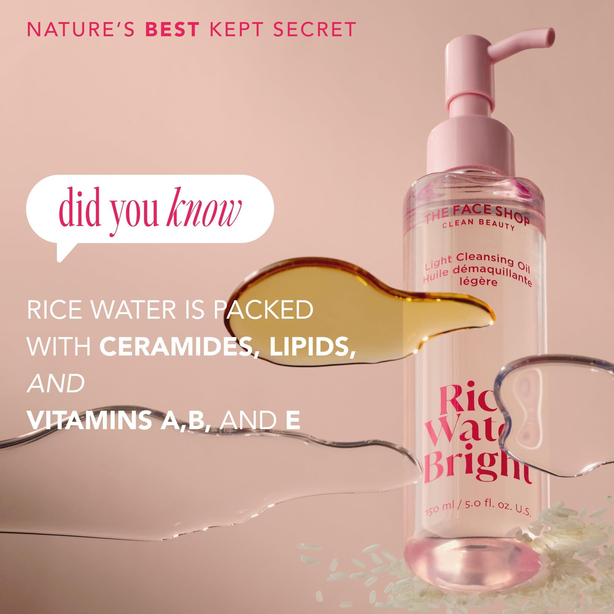 The Face Shop Rice Water Bright Light Facial Cleansing Oil, Daily Makeup Remover, Oil Cleanser, Vegan, Korean Skin Care with Jojoba Oil, Face Pore Cleanser, 150ml - Image 7