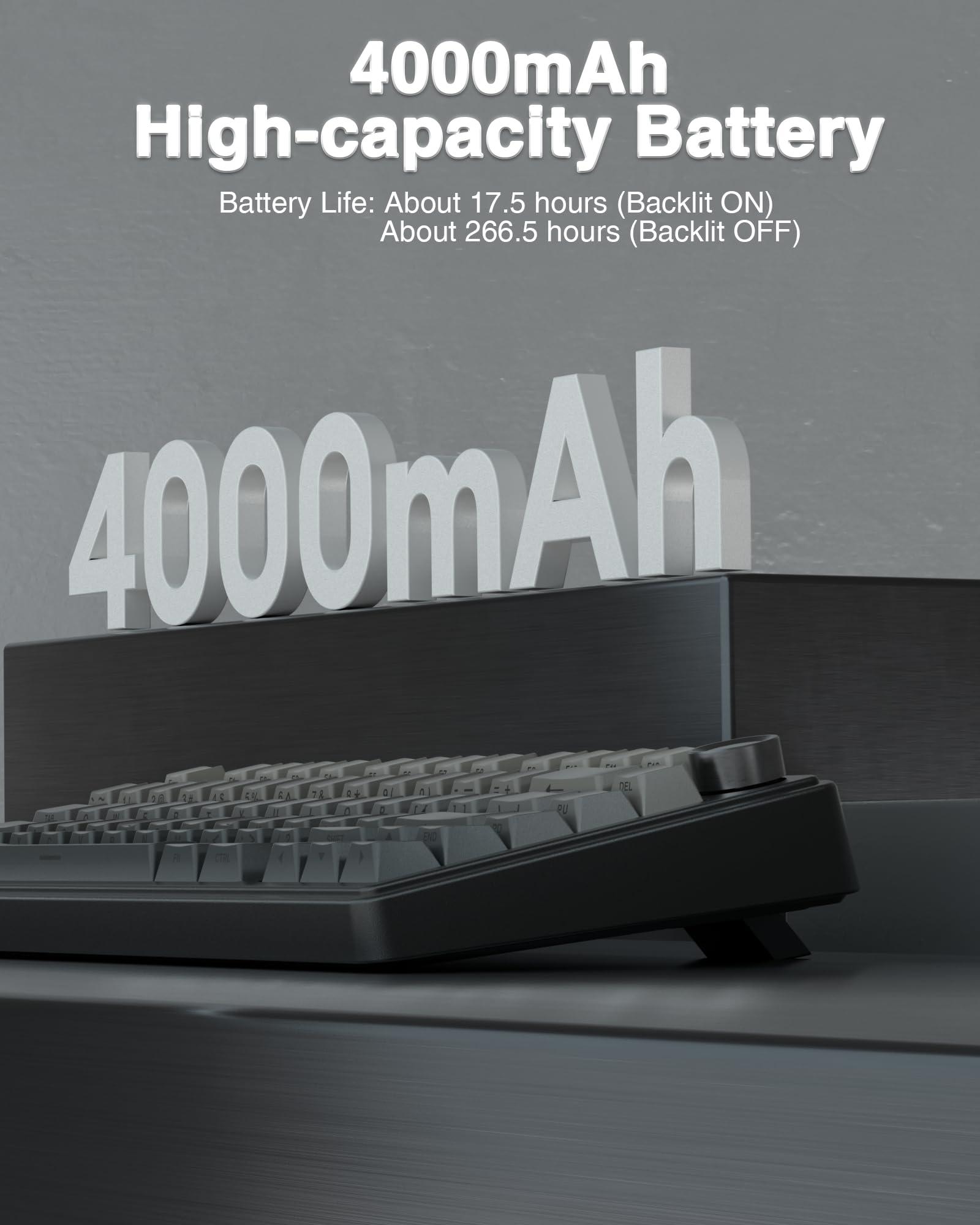 AULA F75 Pro Wireless Mechanical Keyboard,75% Hot Swappable Custom Keyboard with Knob,RGB Backlit,Pre-lubed Reaper Switches,Side Printed PBT Keycaps,2.4GHz/USB-C/BT5.0 Mechanical Gaming Keyboards - Image 7