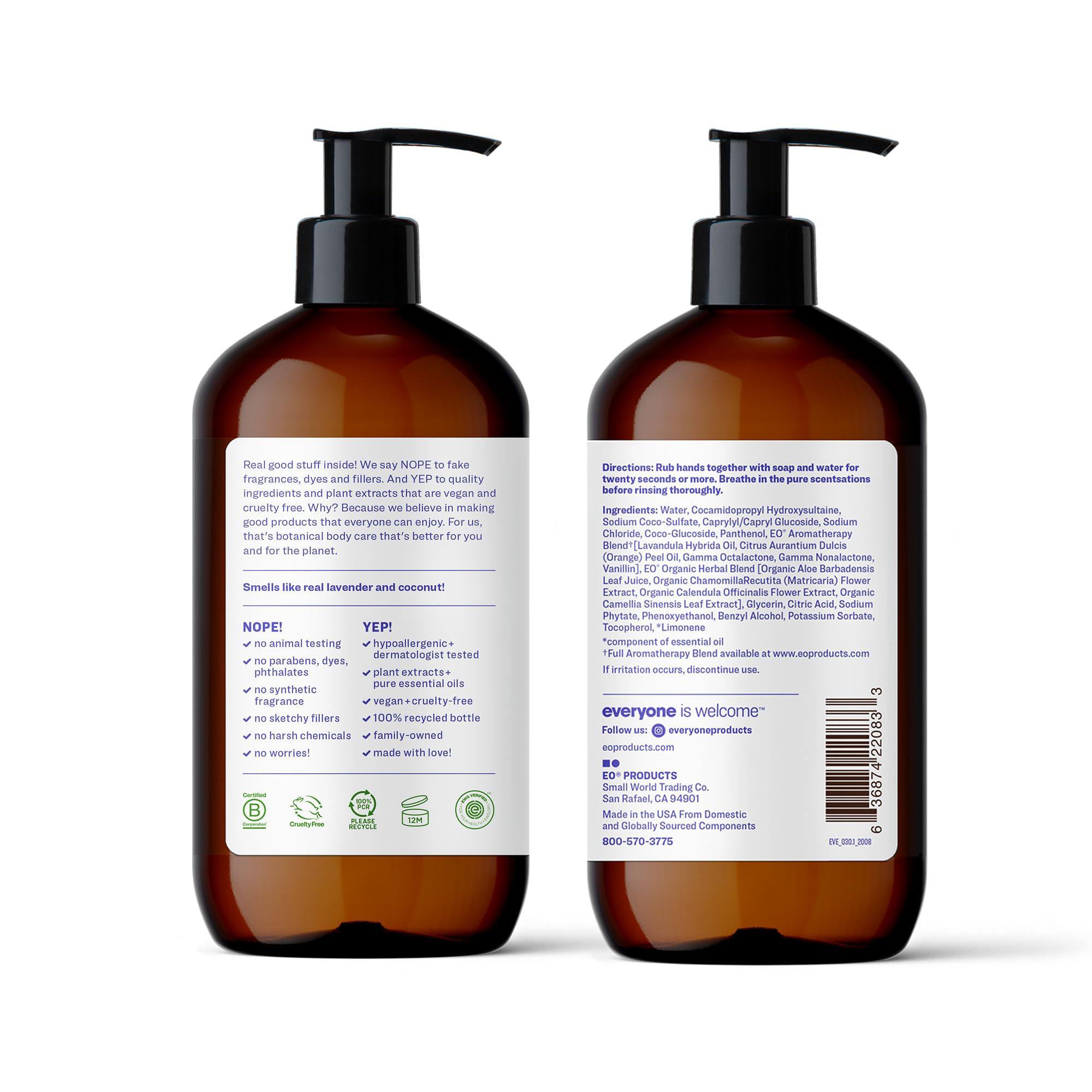 Everyone Liquid Hand Soap, 12.75 Ounce (Pack of 3), Lavender and Coconut, Plant-Based Cleanser with Pure Essential Oils - Image 2