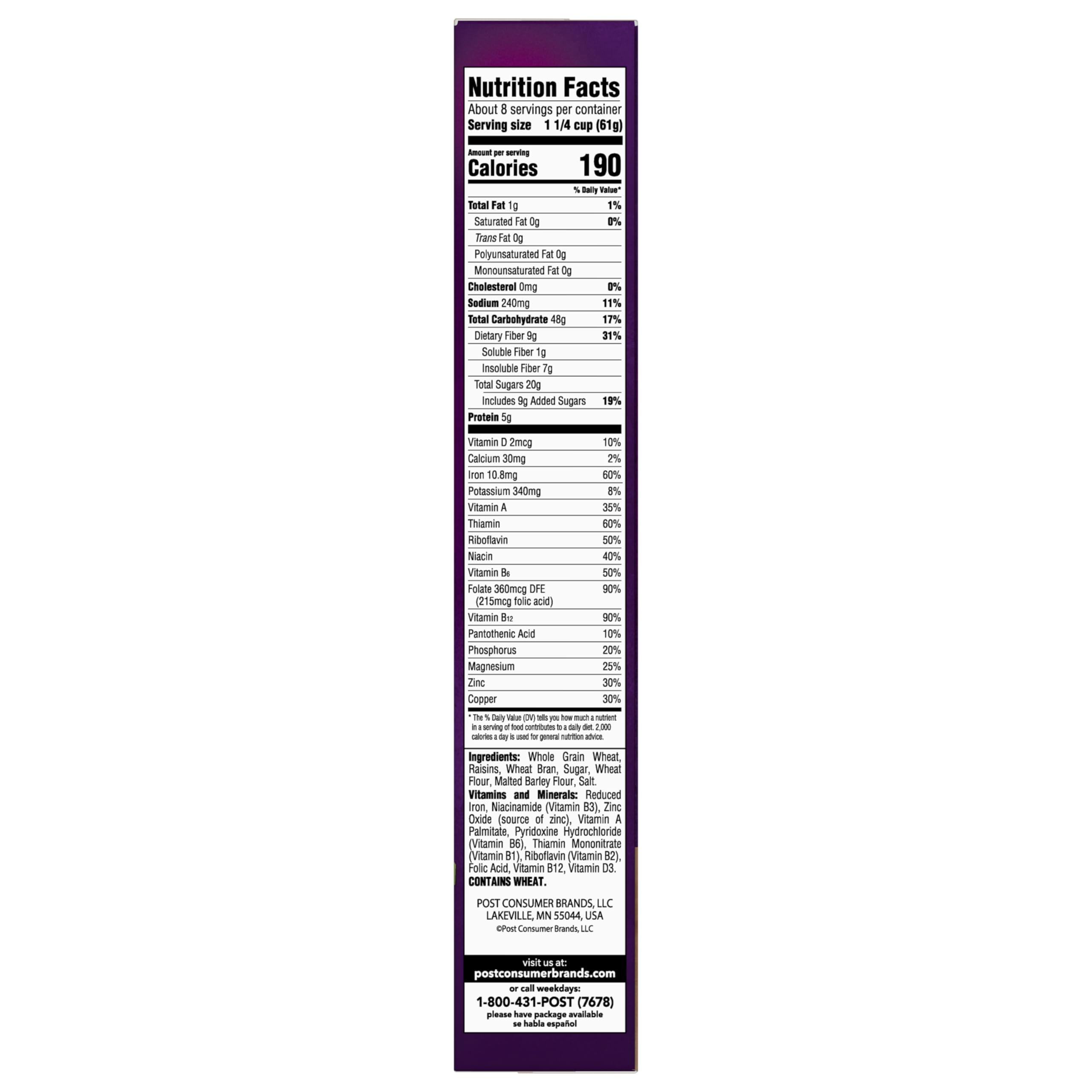 Post Raisin Bran®, Whole Grain Wheat & Bran Breakfast Cereal, Kosher, 16.6 Ounce - Image 10