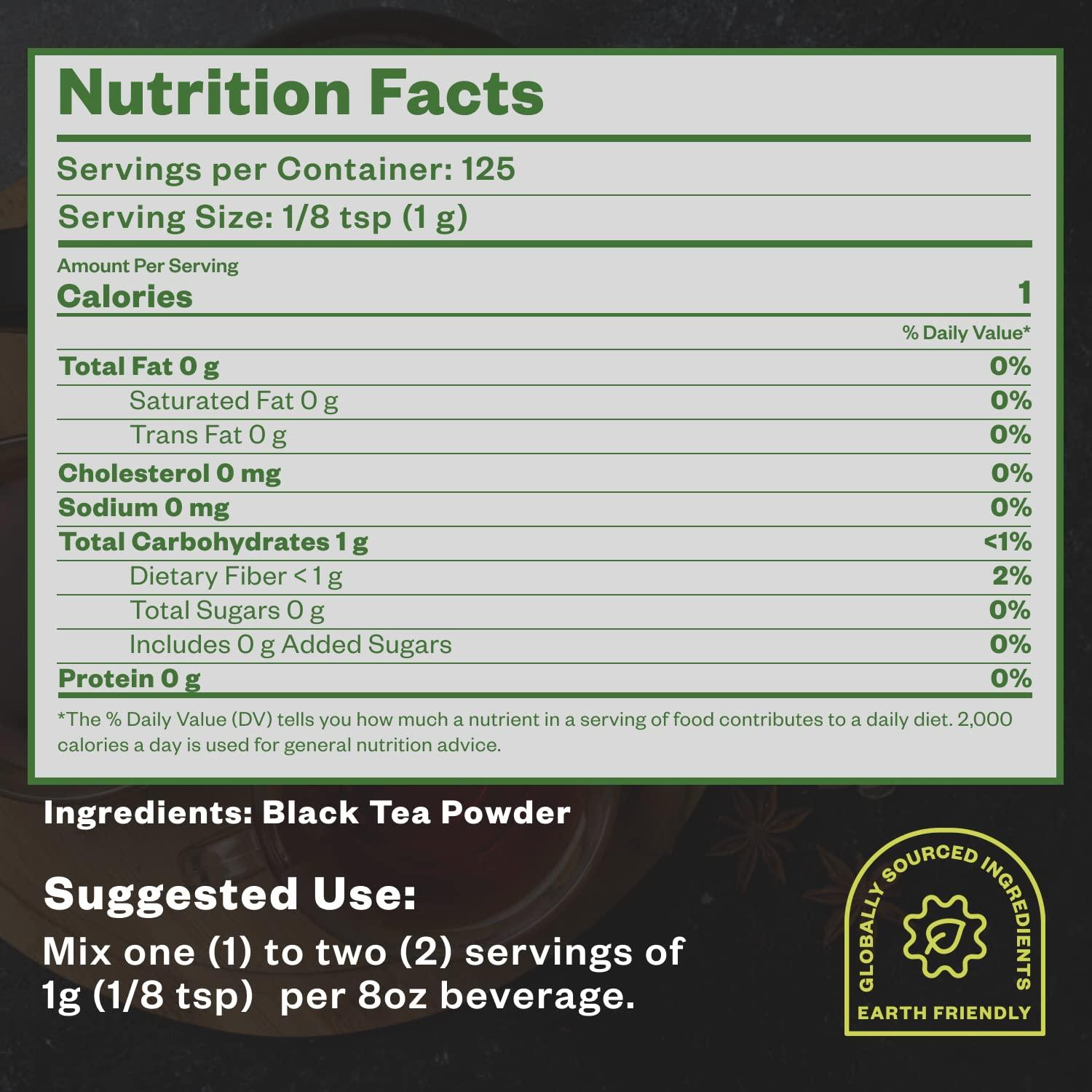 Purisure Instant Black Tea Powder, 125g, Pure Formula, Quick Dissolve for Hot/Cold Tea, Unsweetened Instant Tea Powder for Beverages, Baking, Energy & Health Boost, No Additives, Non-GMO, 125 Servings - Image 2