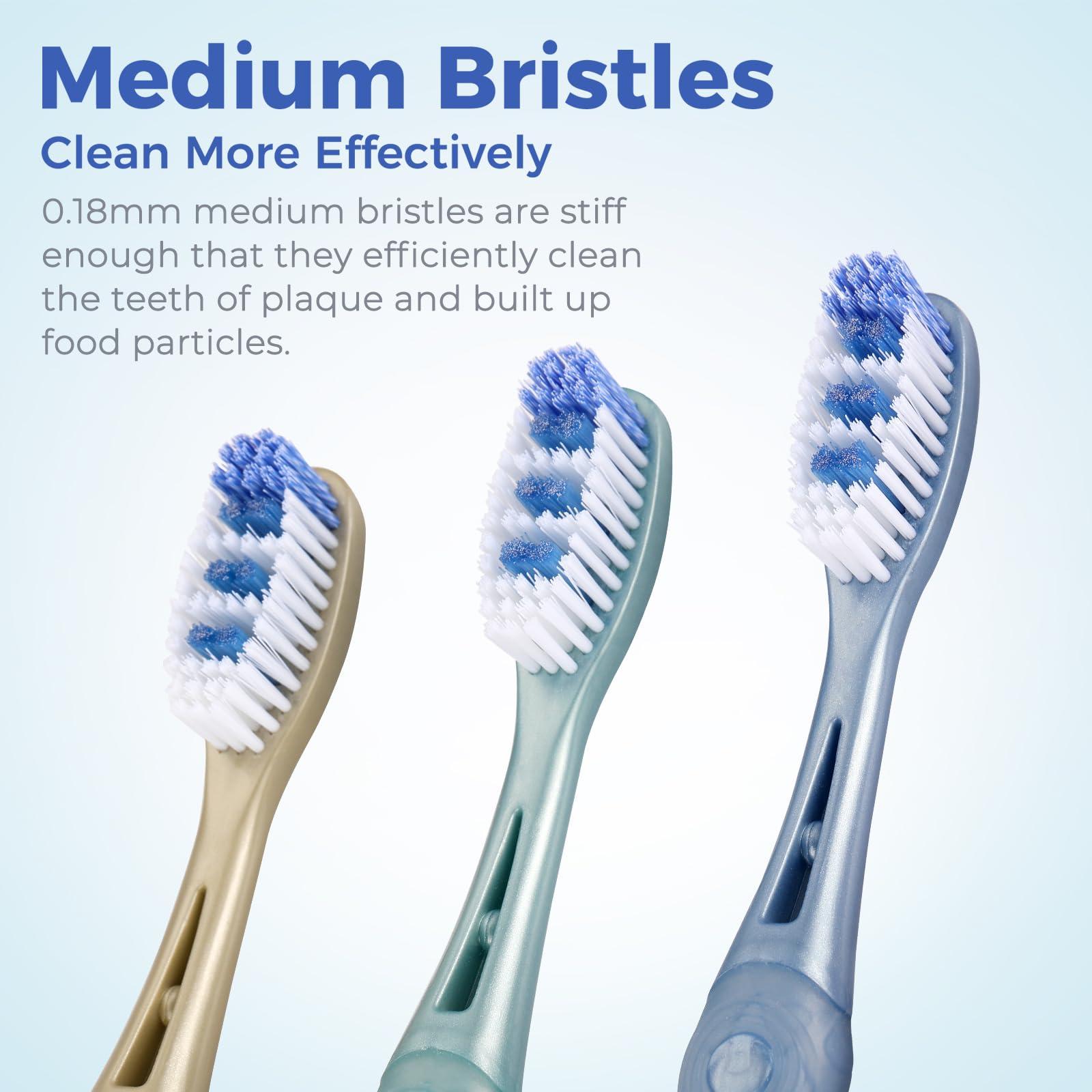 Oralphi Medium Toothbrushes for Adults, Whitening Toothbrush with Spiral Medium Bristles for Smoke Tea Coffee Stain, Deep Plaque Removal, Rounded Bristle Tips for Gentle Cleaning - Image 4