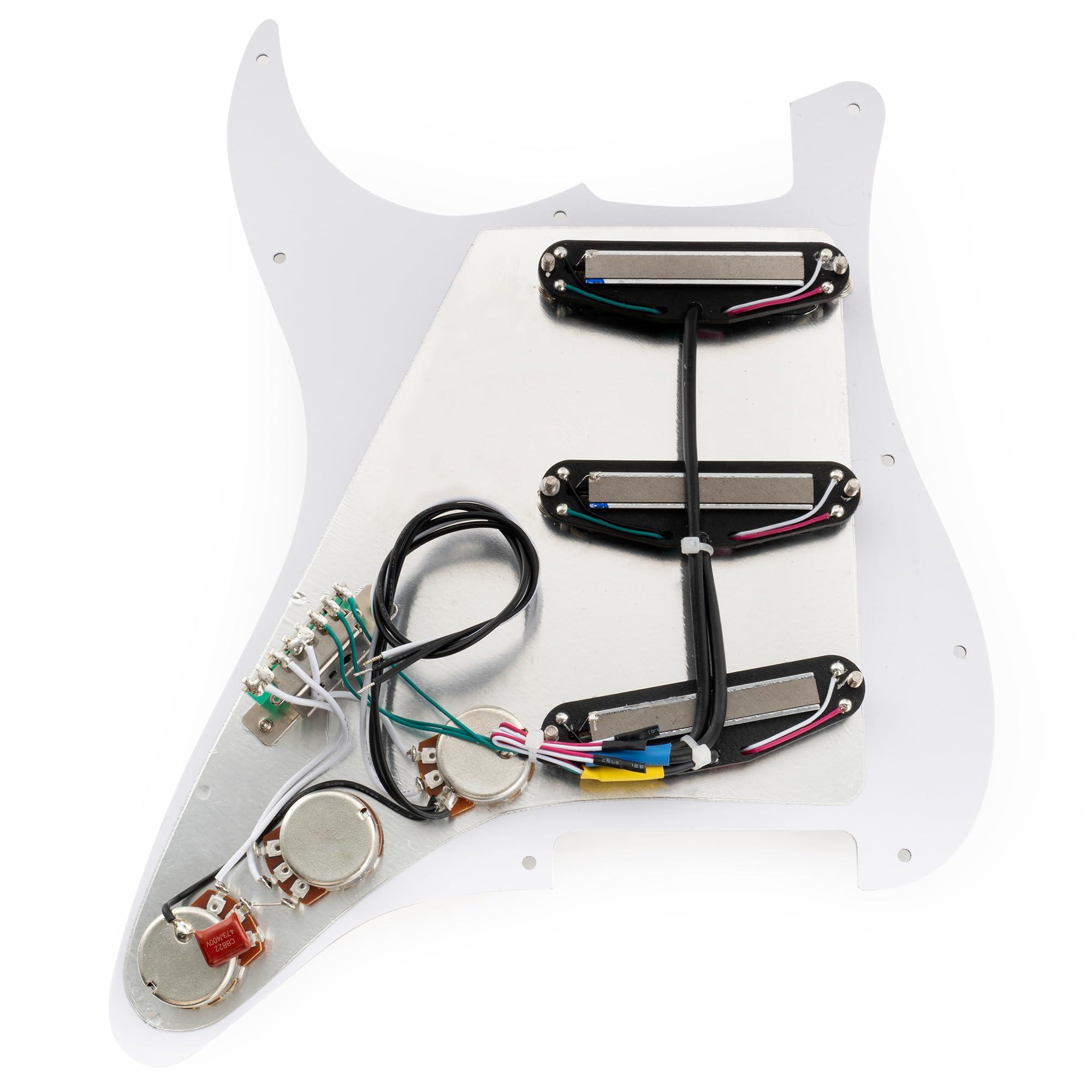 Musiclily Pro-SE ST-DPHA Pre-wired SSS Pickguard with Alnico 5 Mini Rail Humbucker for Strat Style Electric Guitar, 4Ply Tortoise Shell - Image 5