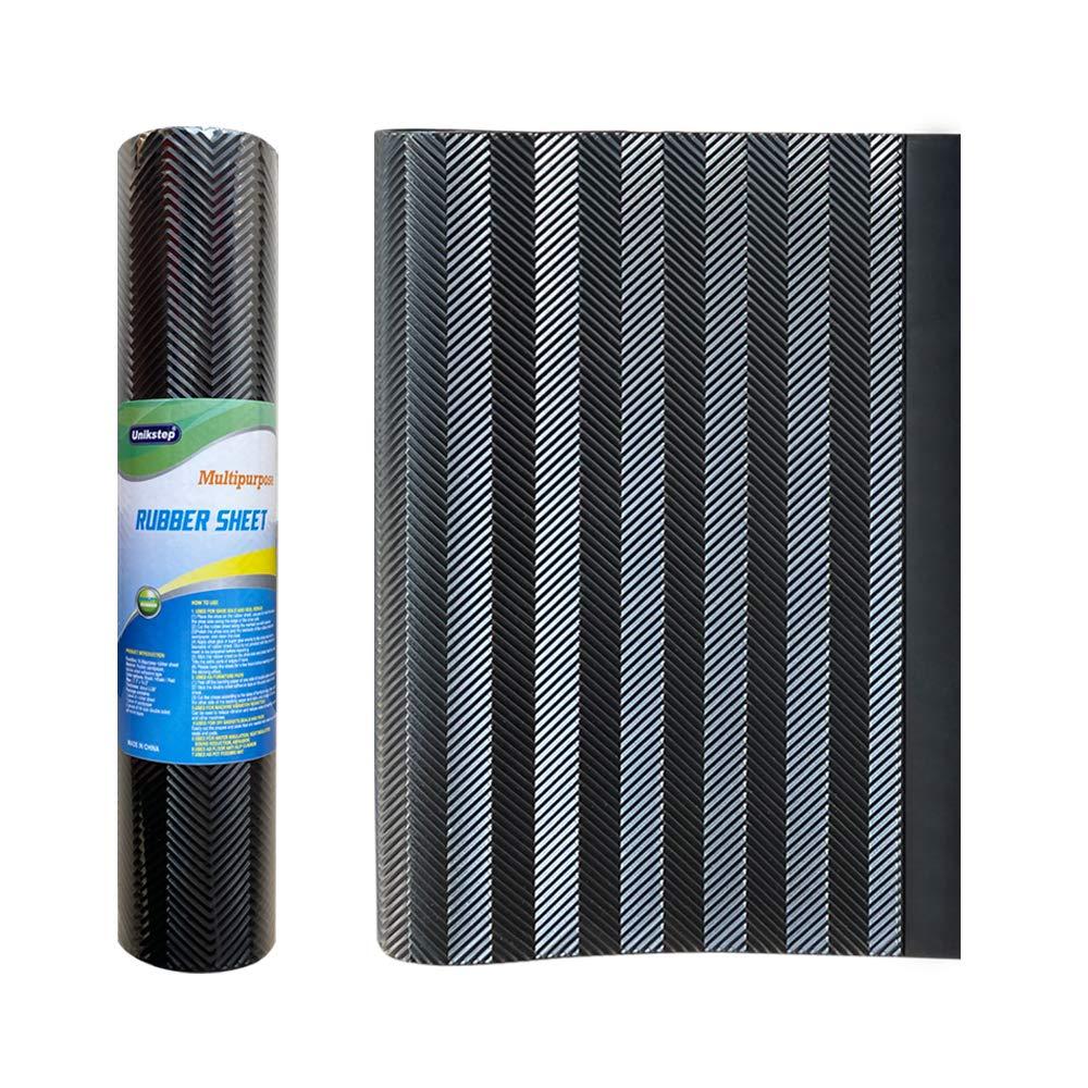 Unikstep, Rubber Sheet, 21.5"x14.5", Thick 0.08", for Shoe Sole Heel Repair, Furniture Pad, Vibration Reduce, DIY Gasket Seal Pad, Floor Anti Slip Cushion (Black Color V Pattern)