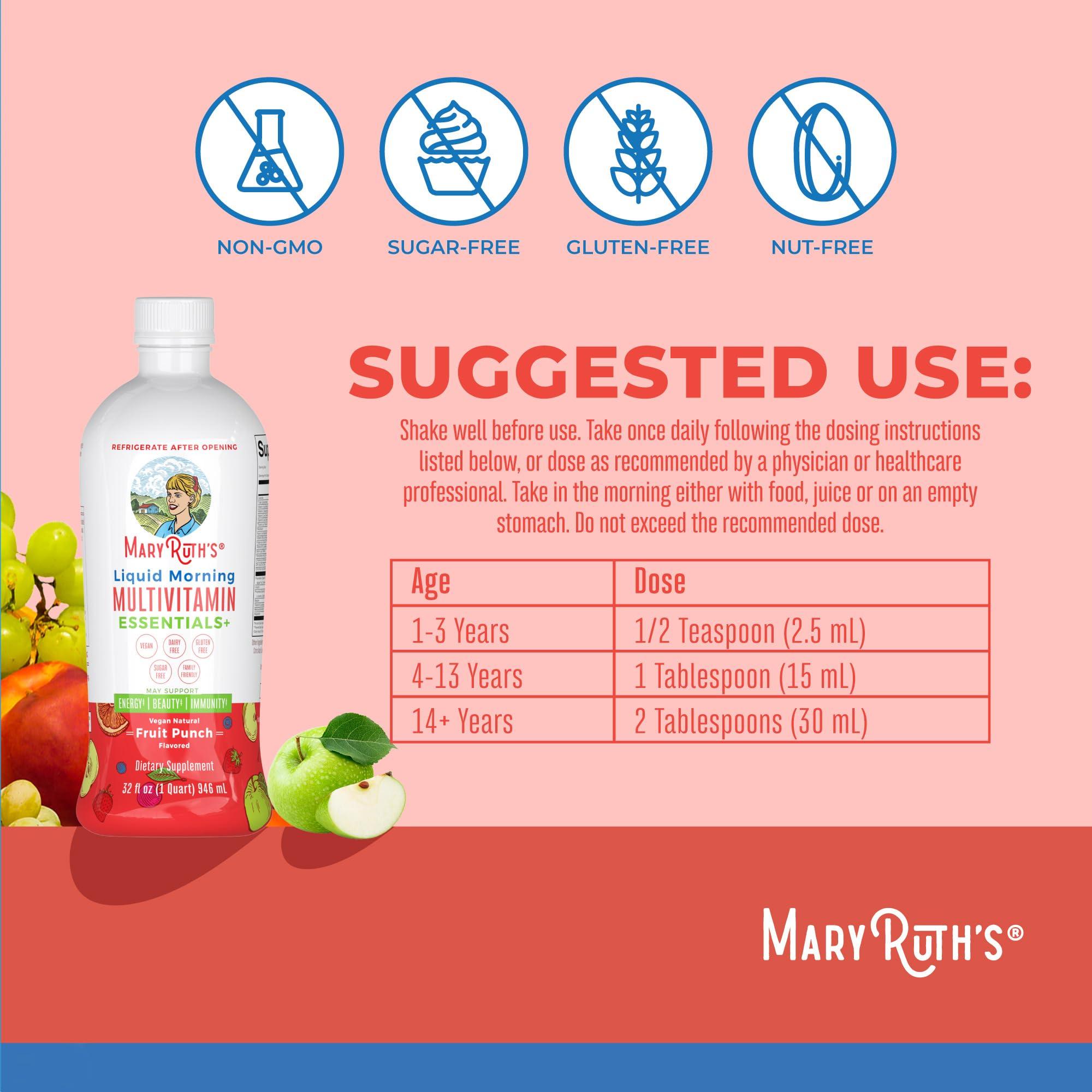 MaryRuth's Liquid Morning Multivitamin (Fruit Punch) & Liquid Nighttime Multimineral (Cranberry) | Clean Label Project Verified® | Vegan Vitamins for Energy, Bedtime, & Overall Health - Image 4