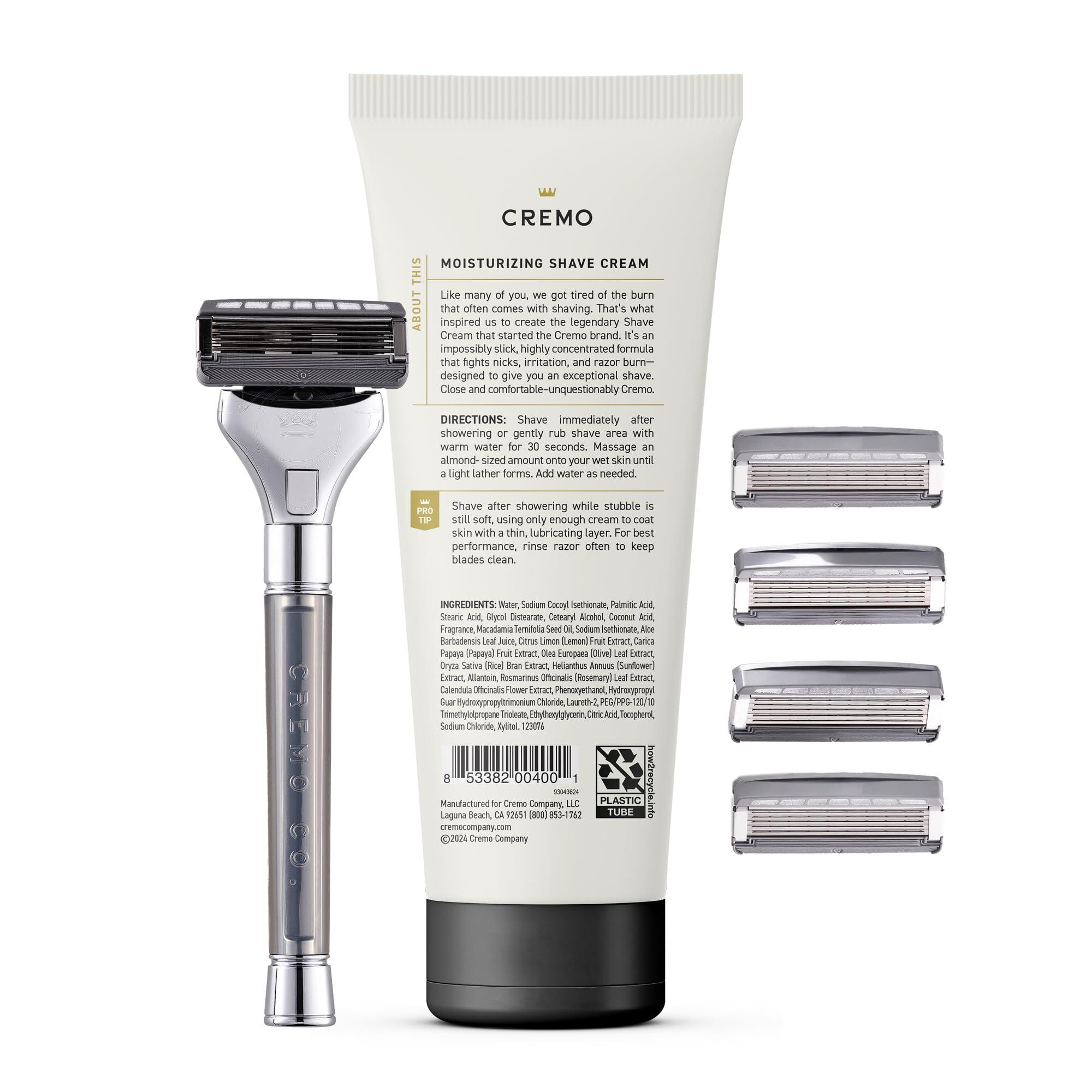 Cremo Original Shave Gift Set for Men, includes Impossibly-Slick 6 oz Shaving Cream, Chrome Barber Grade Razors for Men and four Razor Blades Refills - Image 7