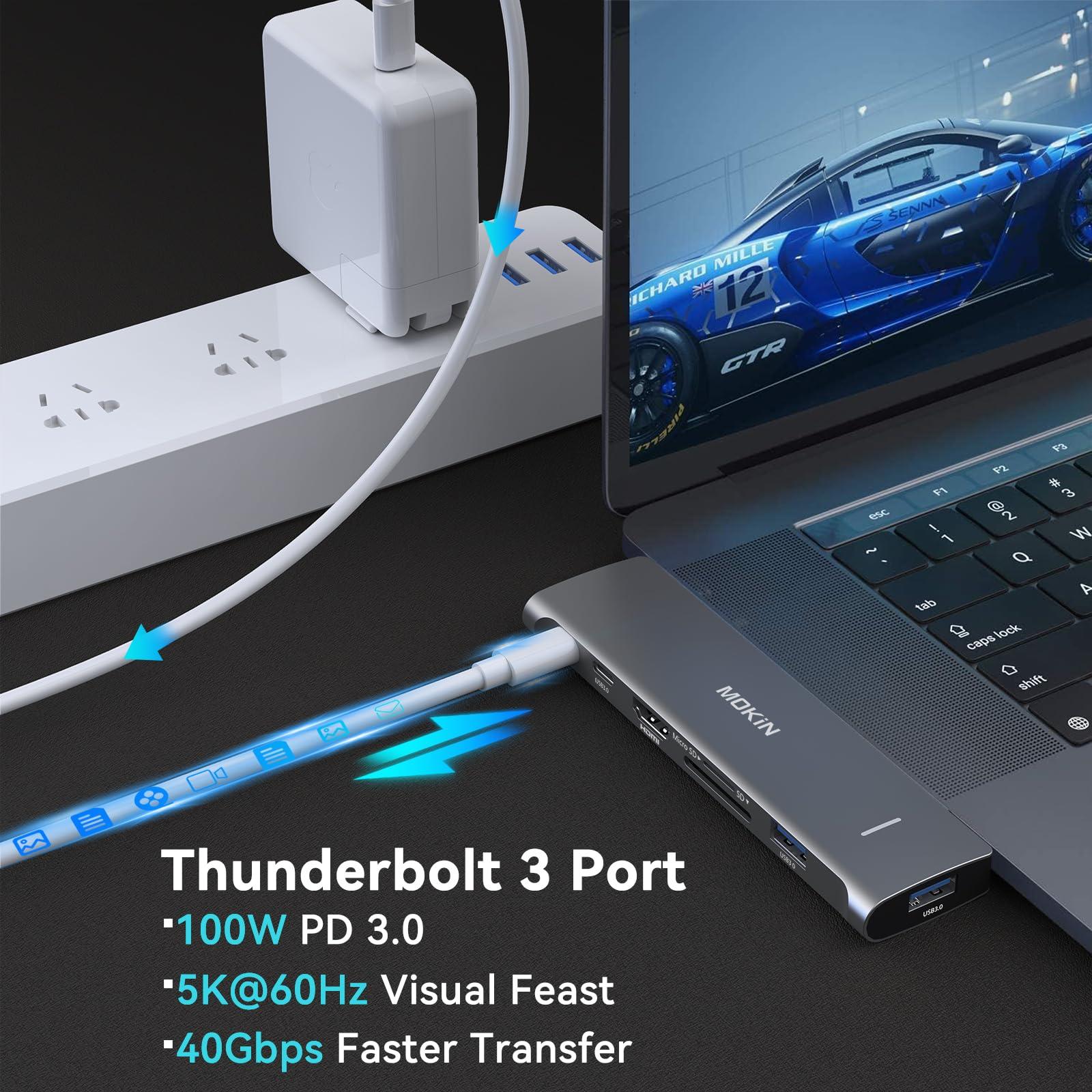 USB C Adapter for MacBook Pro 2023 2022 2021, MacBook Pro USB Adapter, 7 in 2 MacBook Pro Accessories for MacBook Pro/Air M1M2M3, Mac Dongle with 4K HDMI, 2 USB 3.0, TF/SD, USB-C 100W and Thunderbolt3 - Image 3