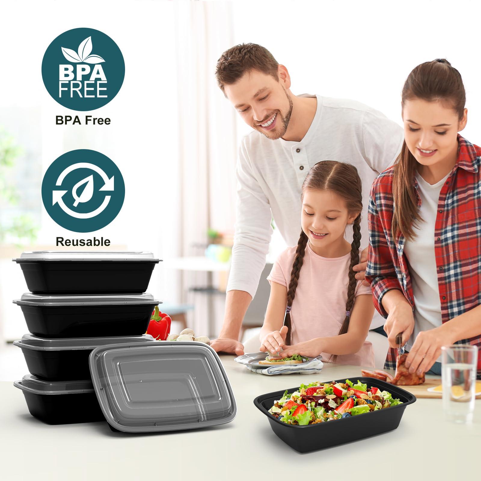 Meal Prep Containers, 50Pack [38OZ] Food Storage Containers With Lids, Reusable Food Prep Containers, To Go Containers, BPA-free, Stackable, Microwave/Dishwasher/Freezer Safe - Image 4